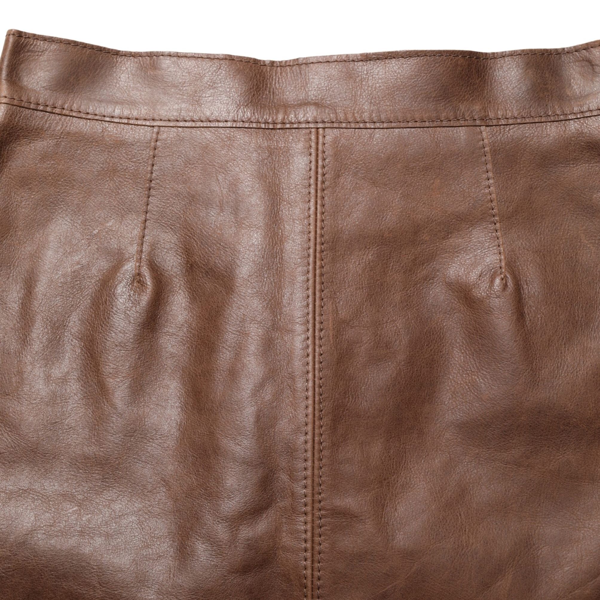 Dolce & Gabbana Brown Leather High Waist Bodycon Mini Skirt