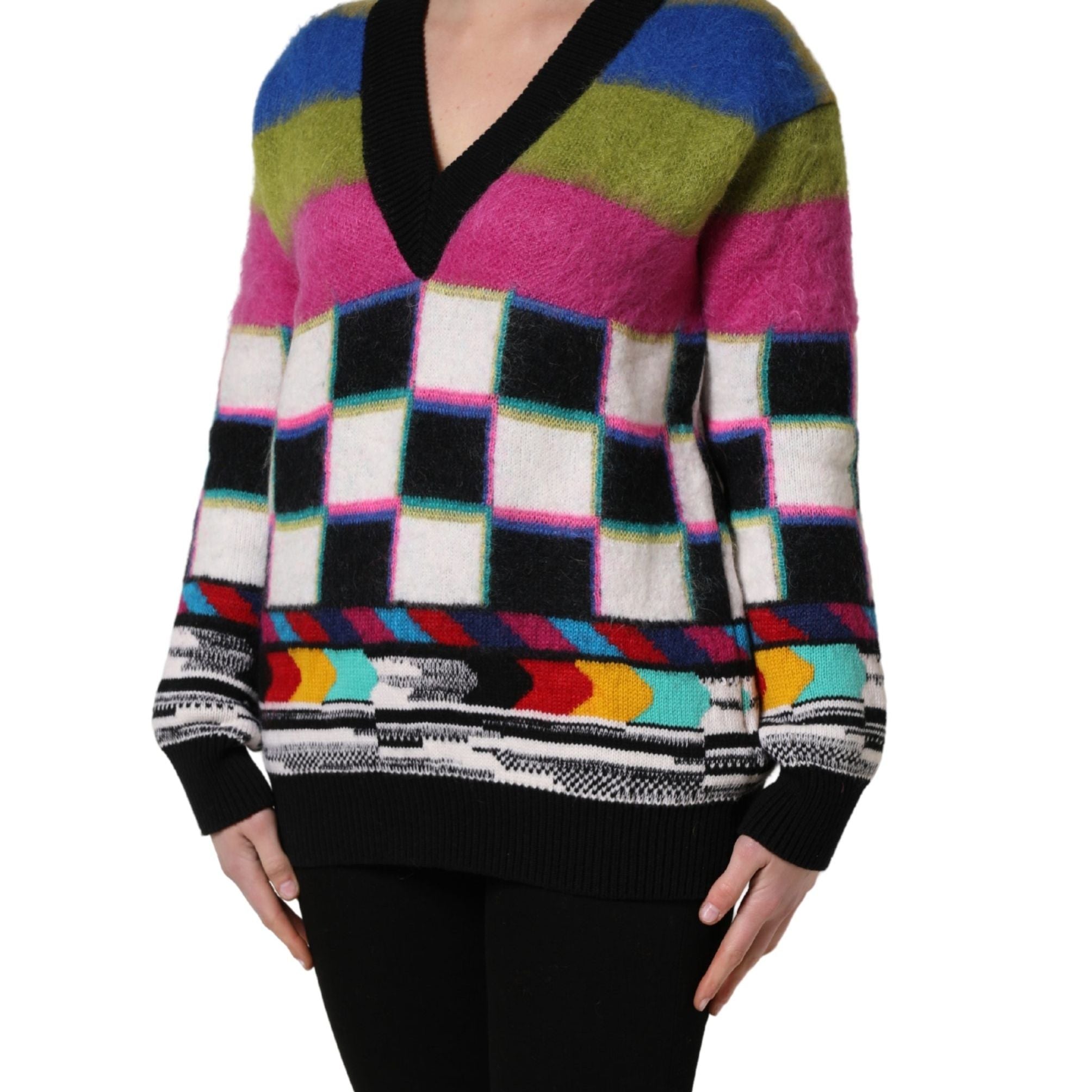 Dolce & Gabbana Multicolor Stripes V-neck Pullover Sweater