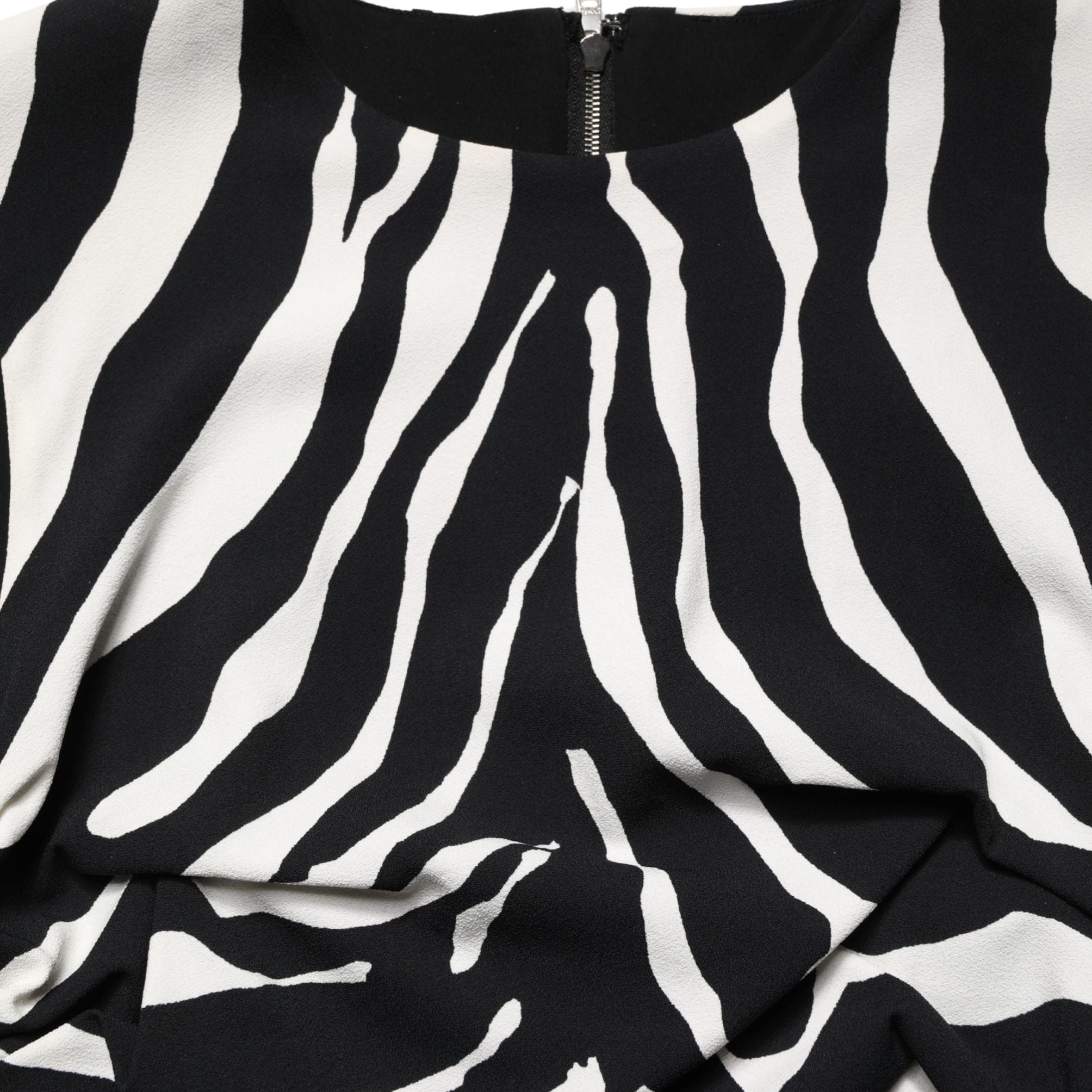 Dolce & Gabbana Black White Zebra Cady Calf Length Dress
