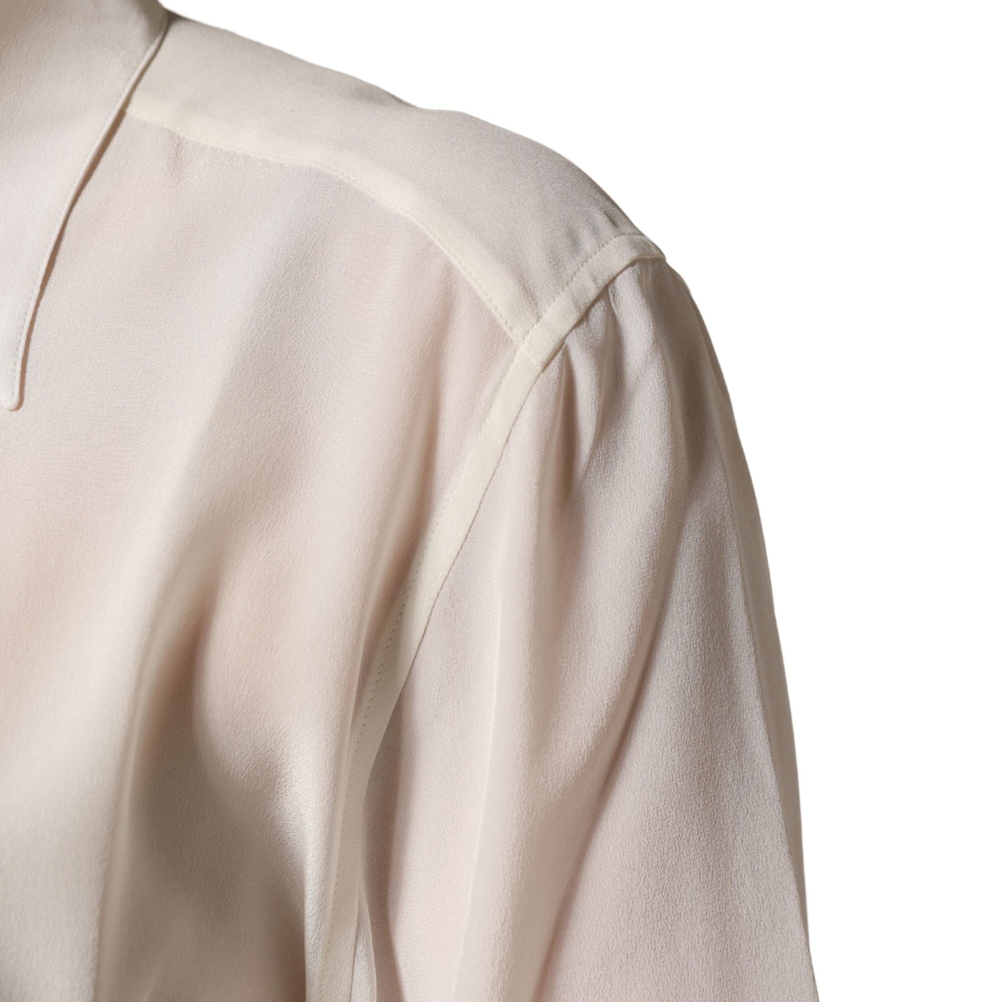 Dolce & Gabbana Off White Collared Long Sleeves Blouse Top