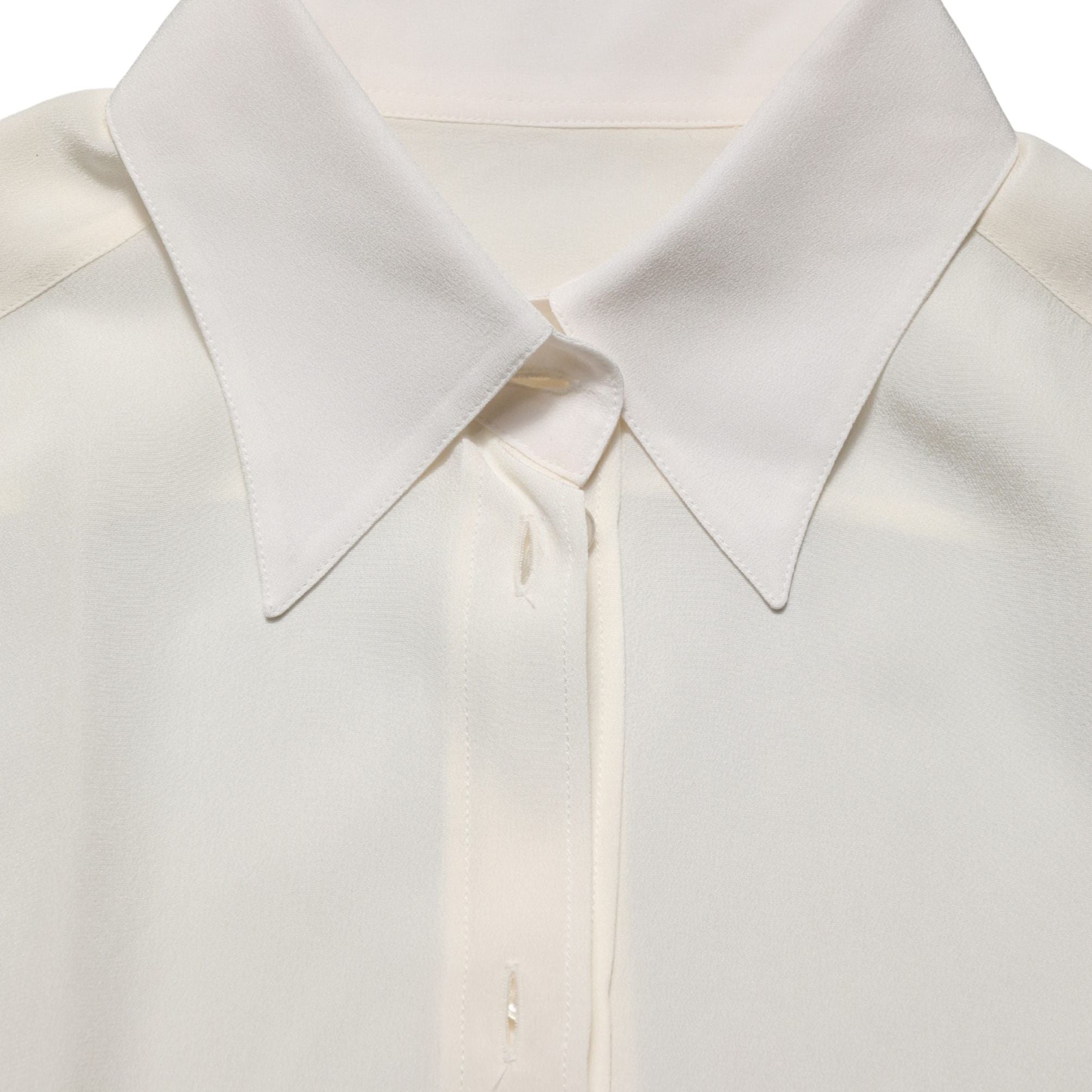 Dolce & Gabbana Off White Collared Long Sleeves Blouse Top