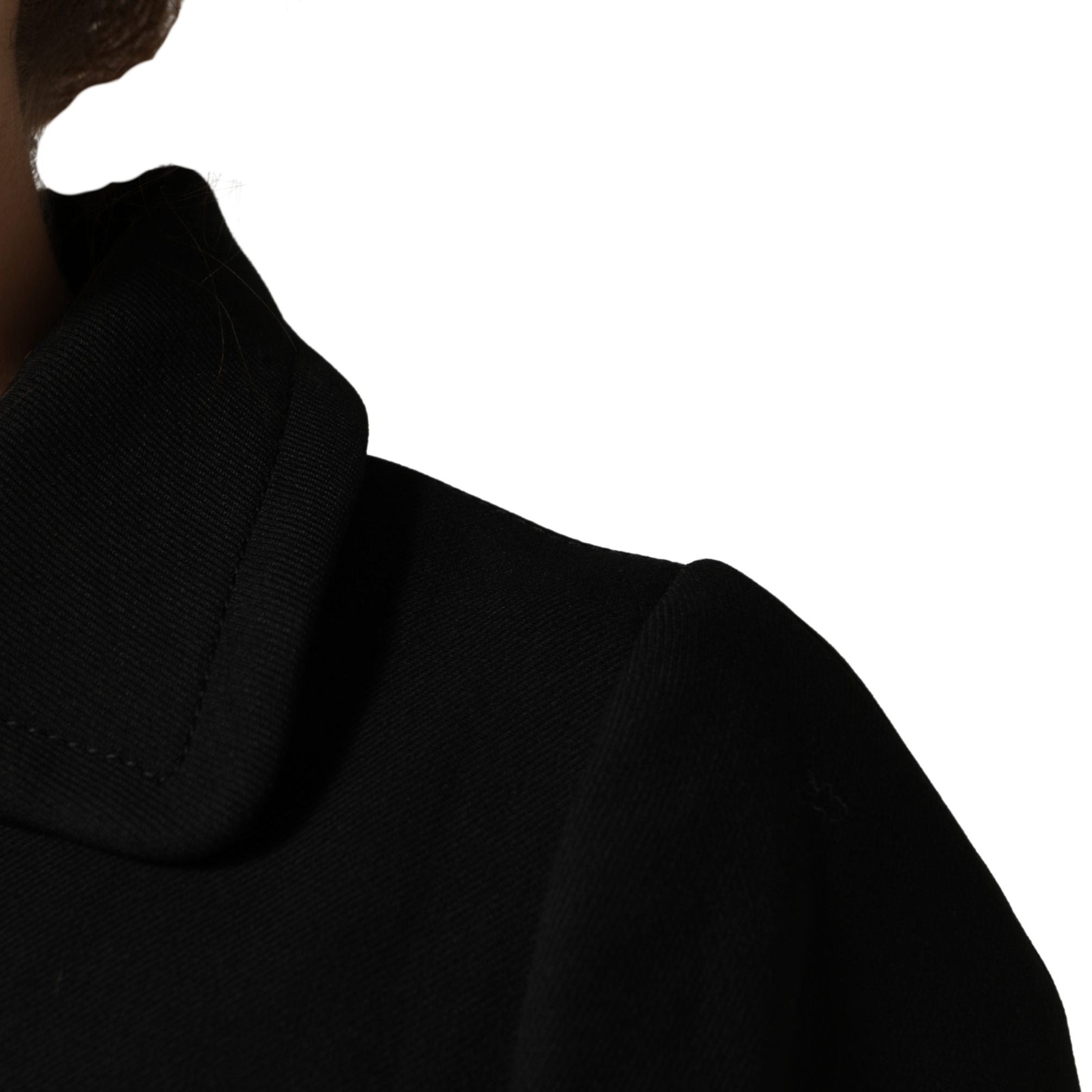 Dolce & Gabbana Black Collared Short Sleeves Cropped Blouse Top