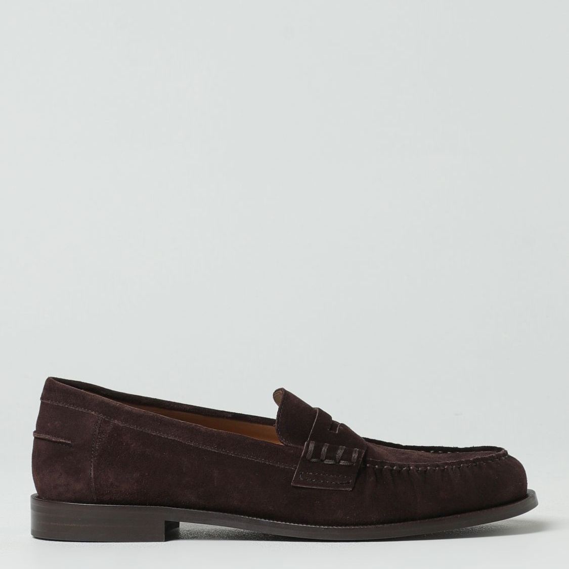 Emporio Armani Brown Suede Leather Slip-On Loafers