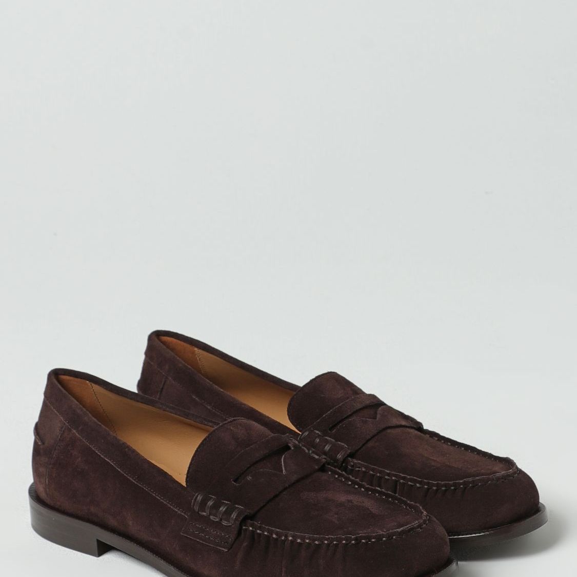Emporio Armani Brown Suede Leather Slip-On Loafers