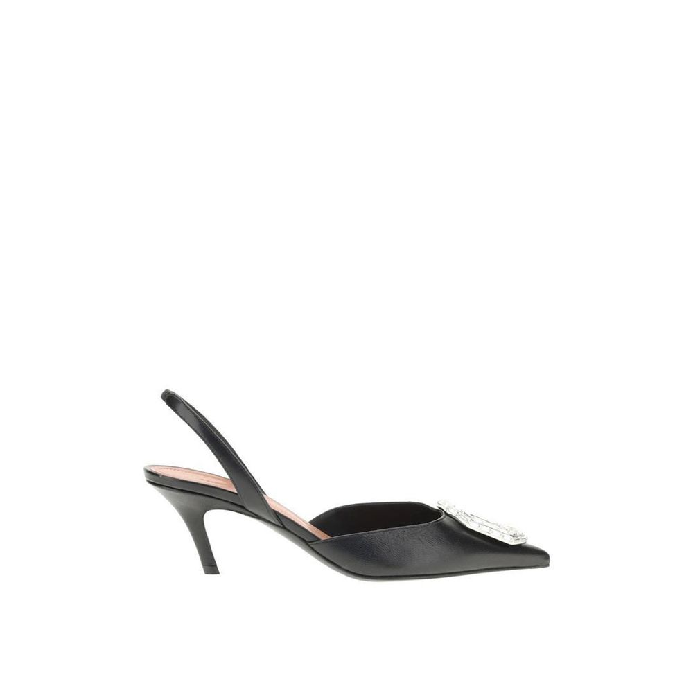 Amina Muaddi Black Calfskin Pumps