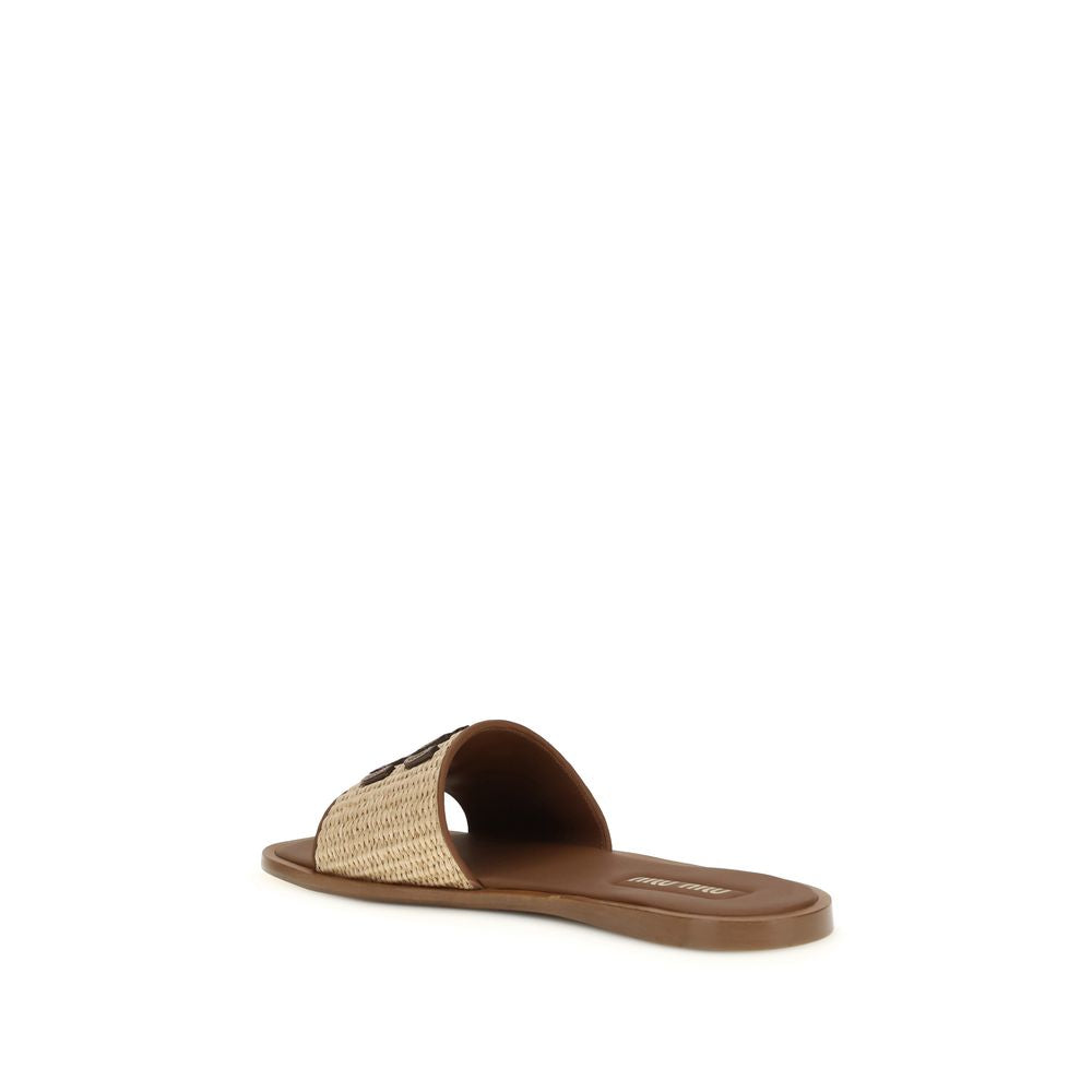 Miu Miu Beige Nylon Slippers