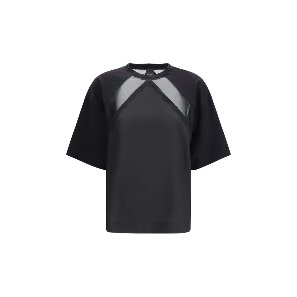 PINKO Black Cotton T-Shirt