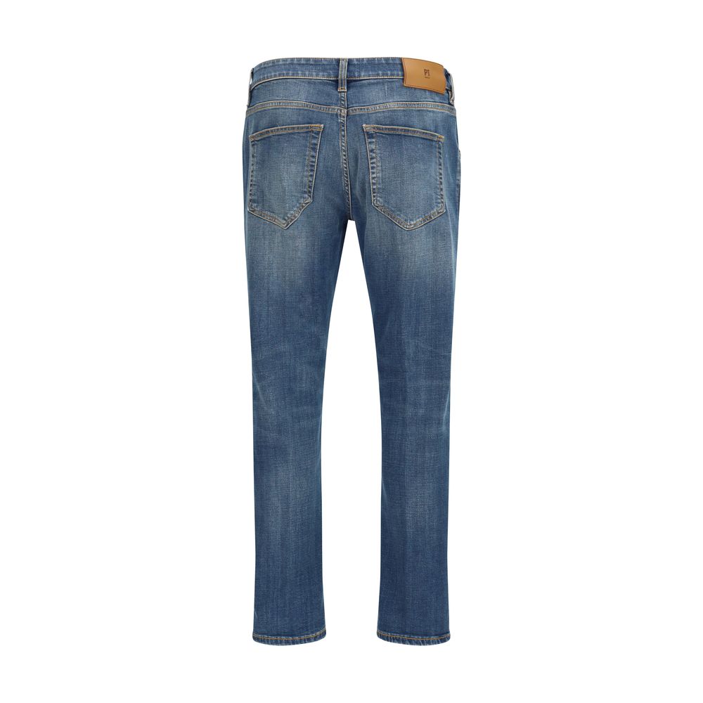 PT Torino Blue Cotton Tapered Jeans