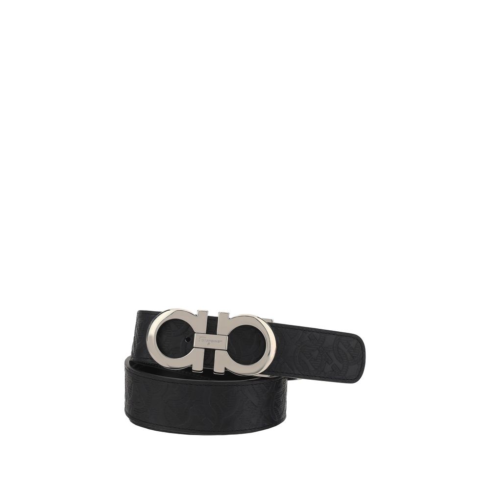 Ferragamo Black Calf Leather Bos Taurus Regular Belt