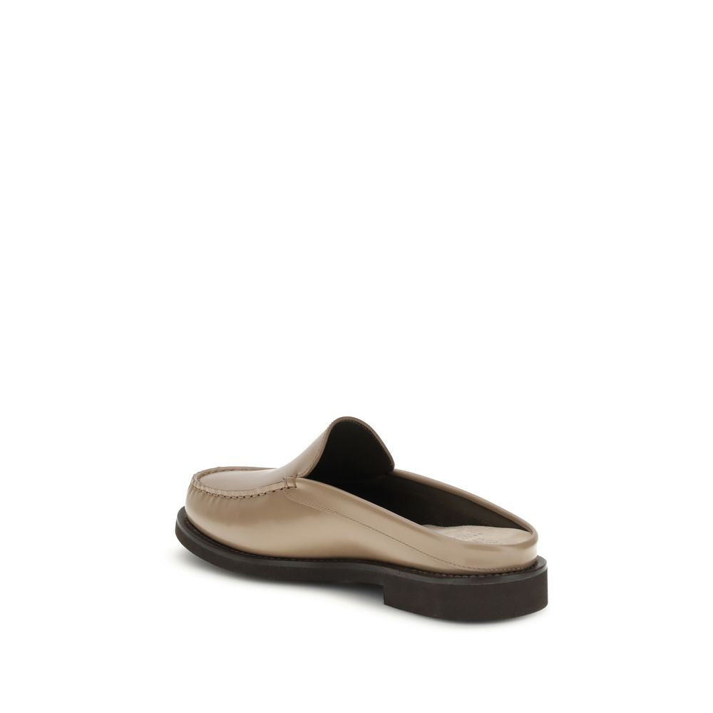 Brunello Cucinelli Beige Calf Leather Bos Taurus Mules