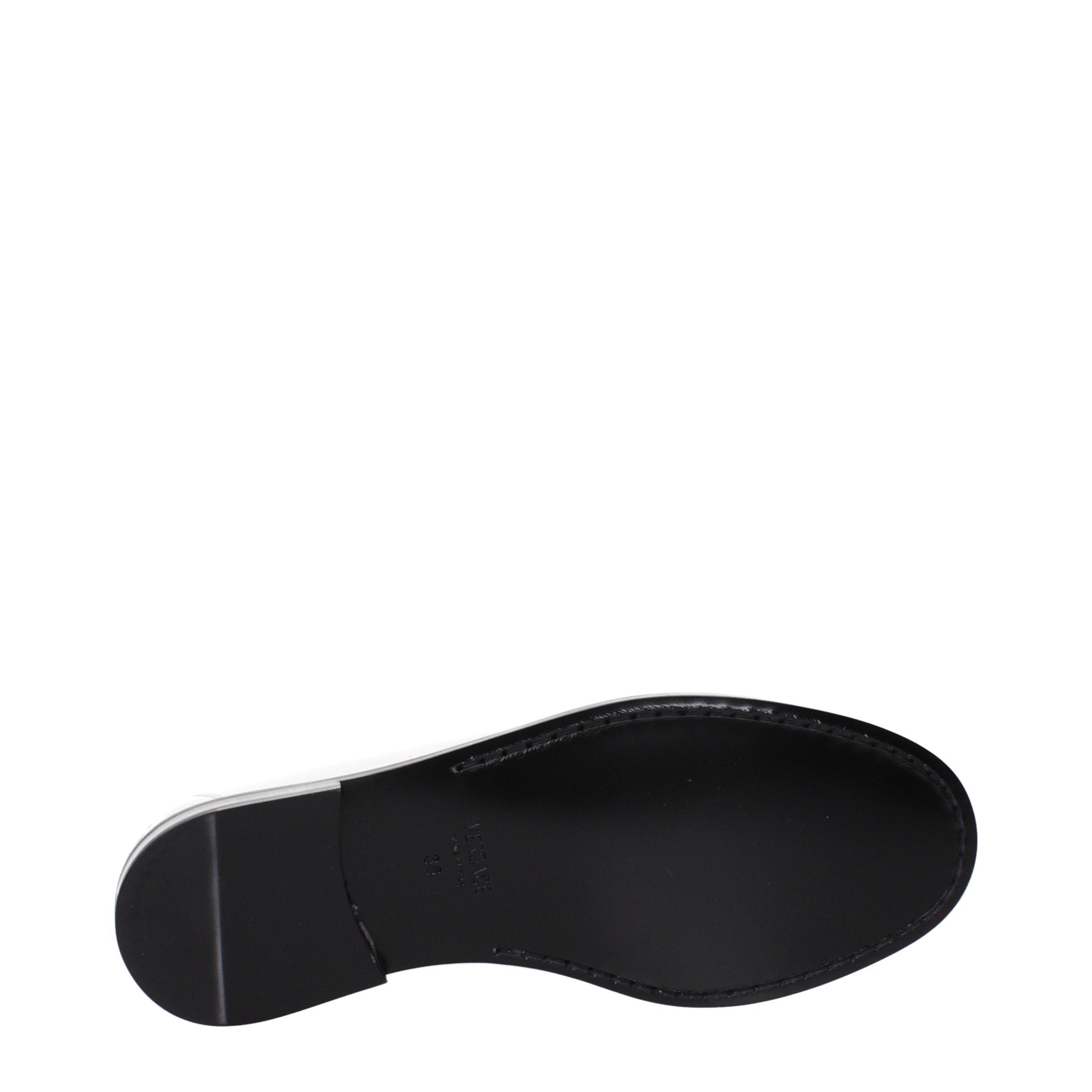 Versace White Leather Slip-On Loafers