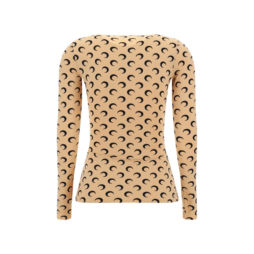 Marine Serre Beige Polyamide Long Sleeve T-Shirt