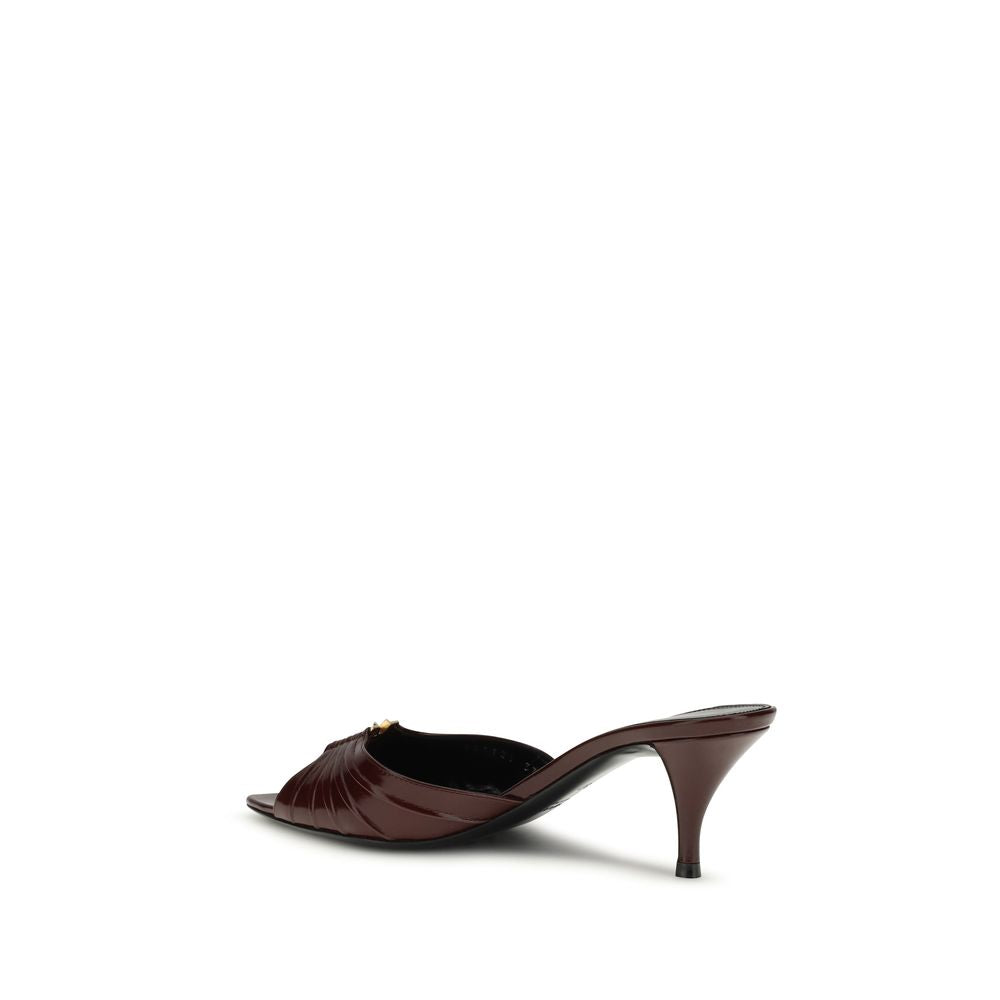 Saint Laurent Bordeaux Calf Leather Bos Taurus Stiletto Heel Sandals