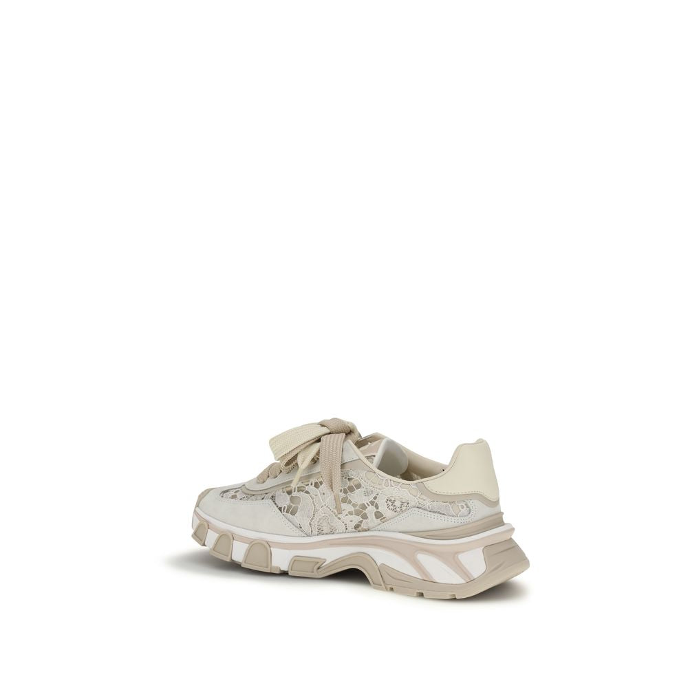 Dolce & Gabbana Beige Calf Leather Bos Taurus Low Top Sneakers
