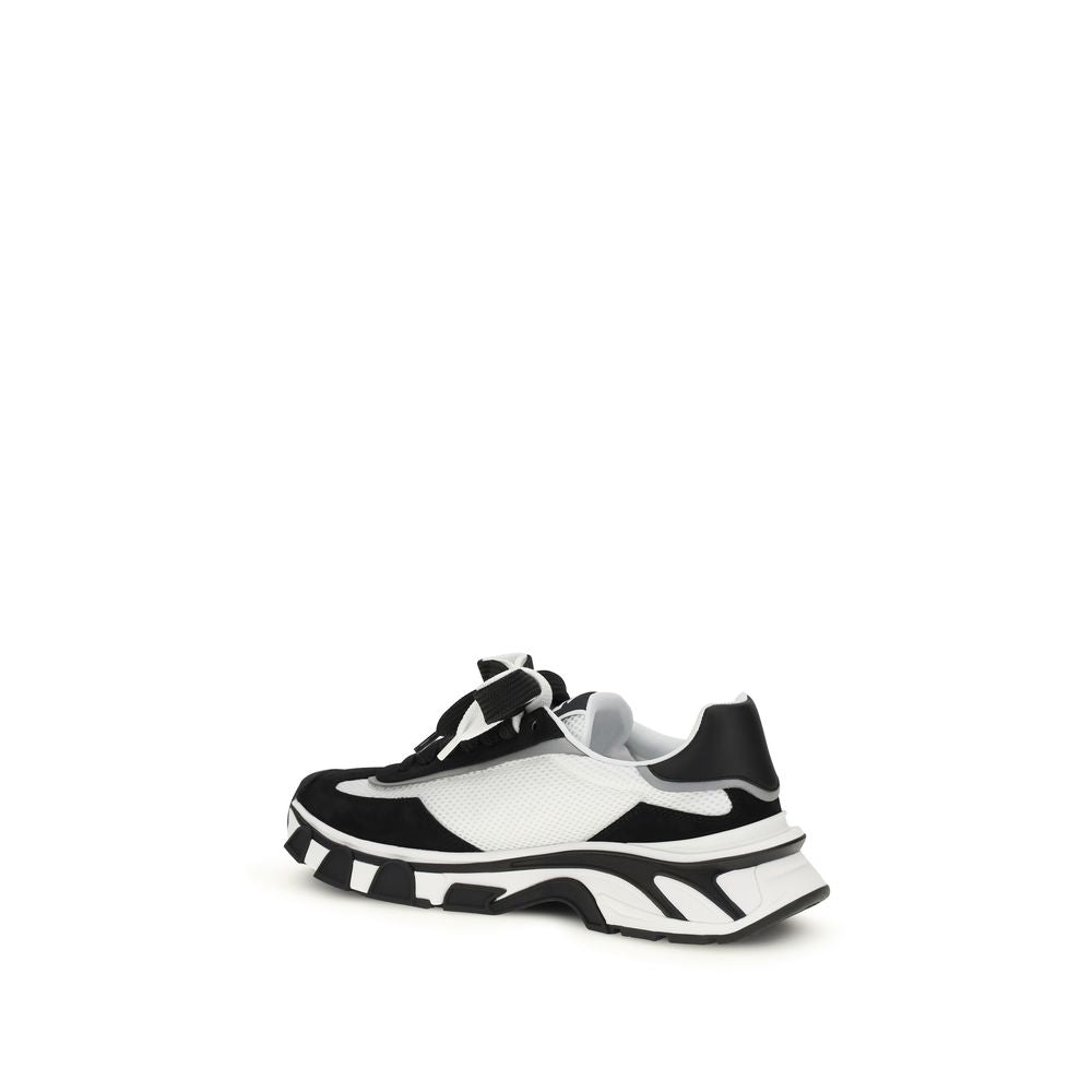 Dolce & Gabbana Black Calf Leather Bos Taurus Athletic Sneakers