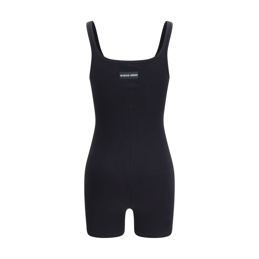 Marine Serre Black Cotton Jumpsuit