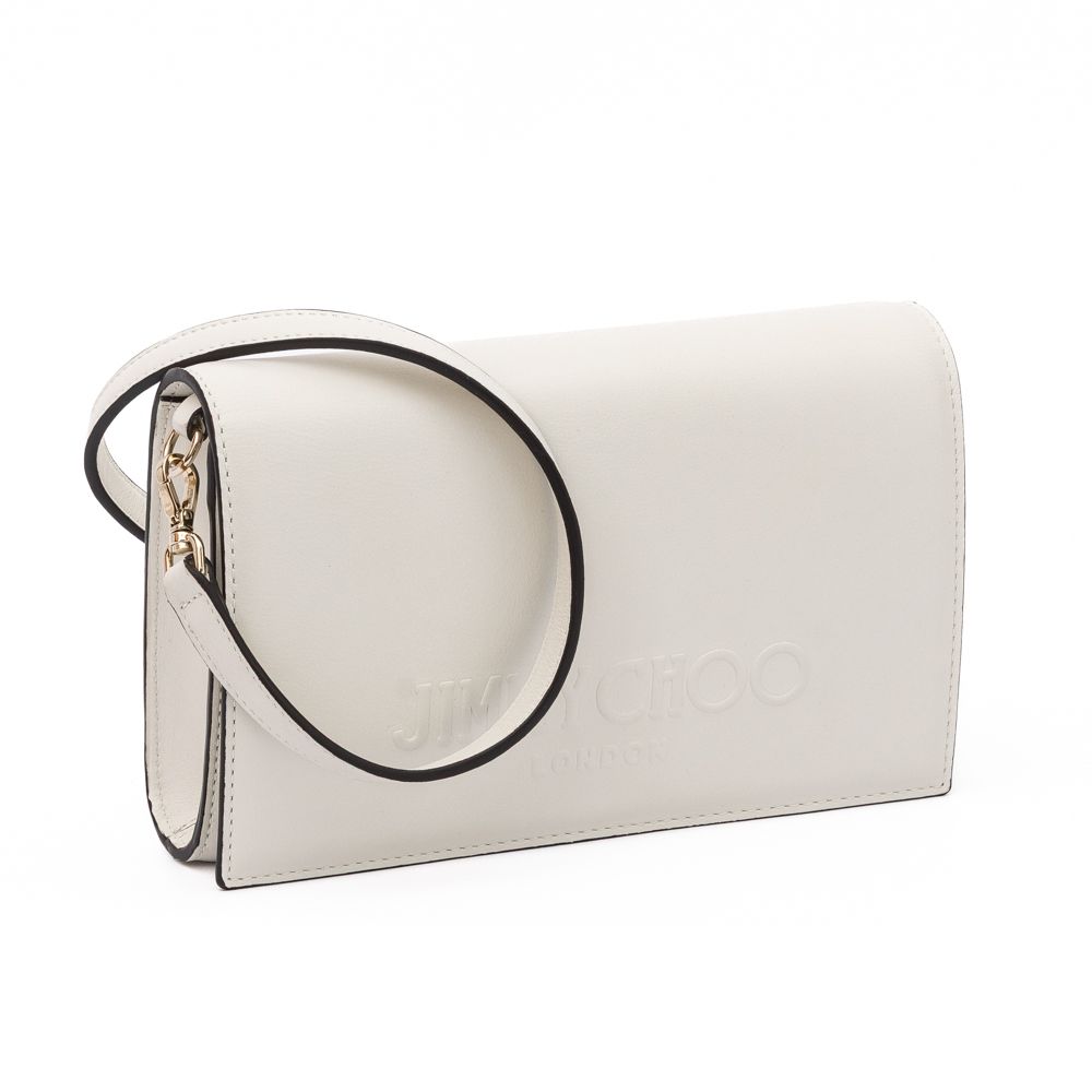 Jimmy Choo White Avenue Leather Shoulder Strap Bag