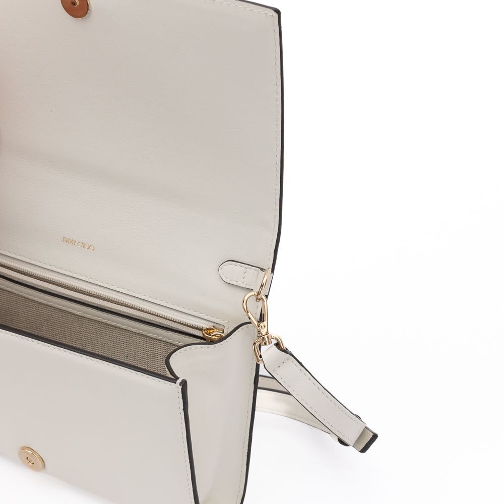 Jimmy Choo White Avenue Leather Shoulder Strap Bag
