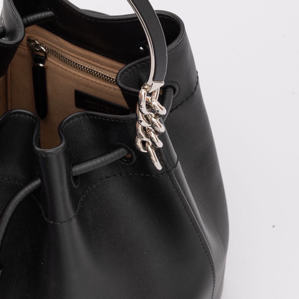 Jimmy Choo Black Bon Bon Leather Bucket