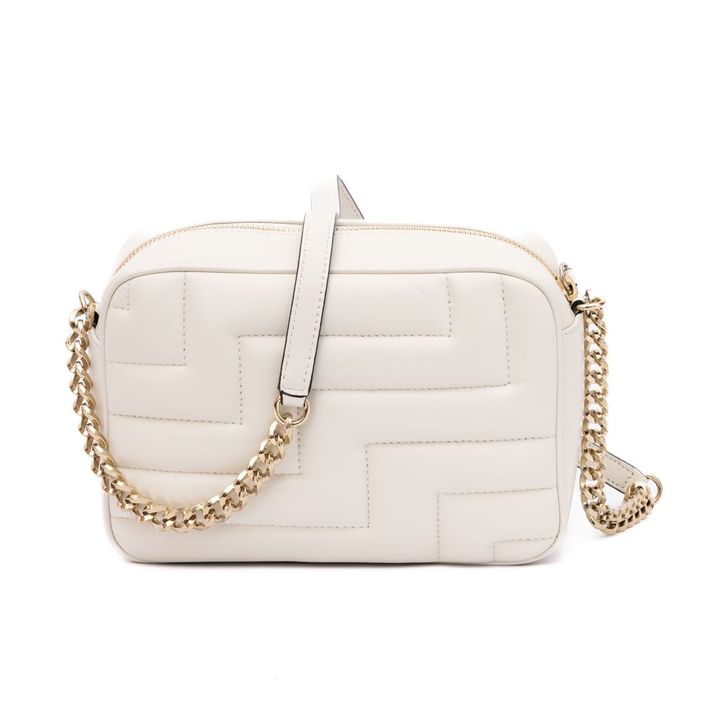 Jimmy Choo White Leather Avenue Camera Crossbody Bag