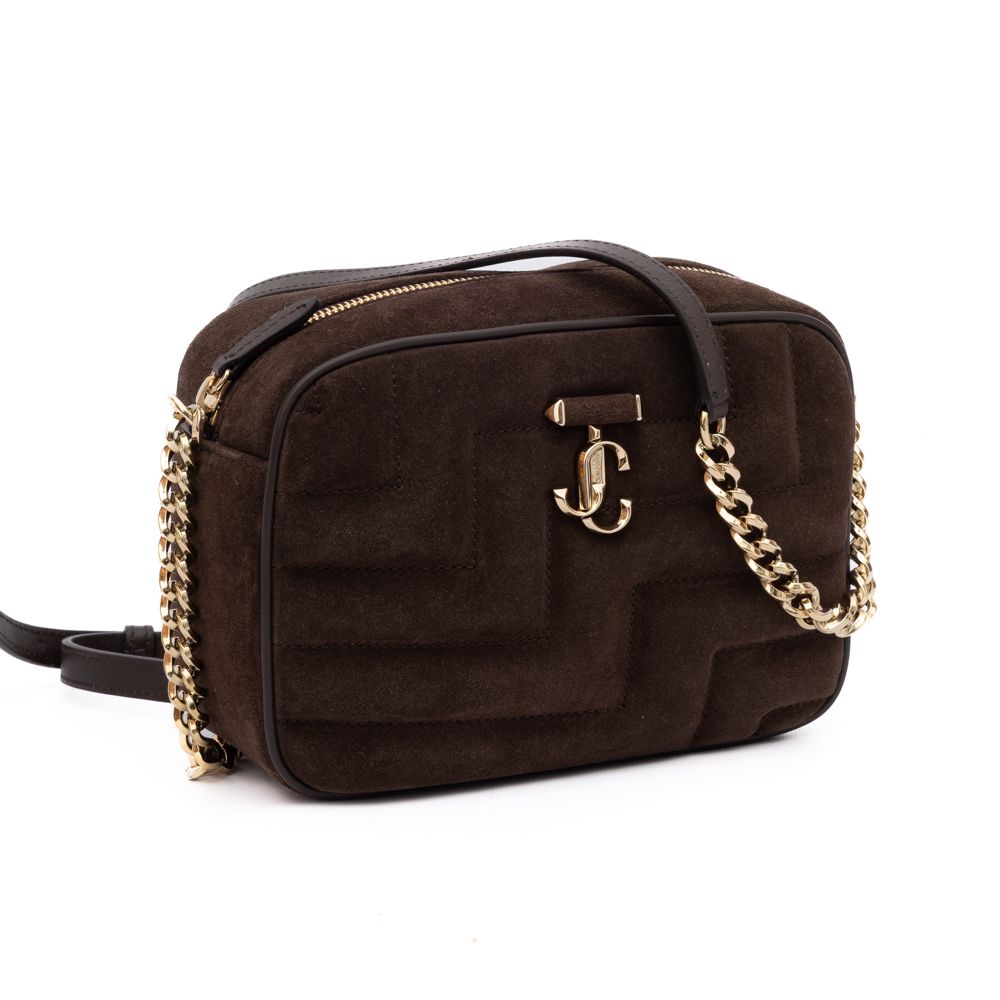 Jimmy Choo Brown Suede Avenue Camera Crossbody Bag