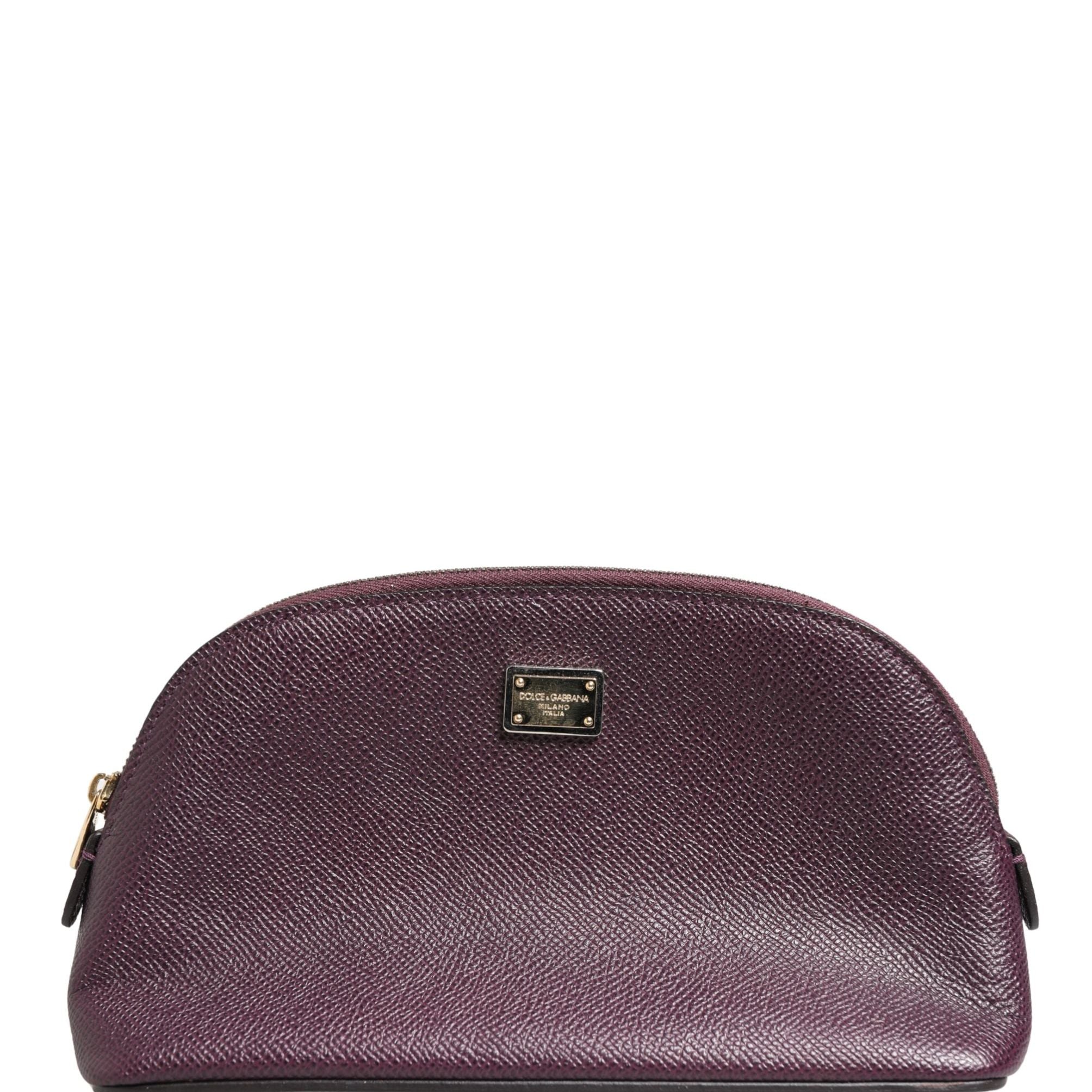 Dolce & Gabbana Dark Purple Leather DG Logo Zip Around Hand Purse Wallet