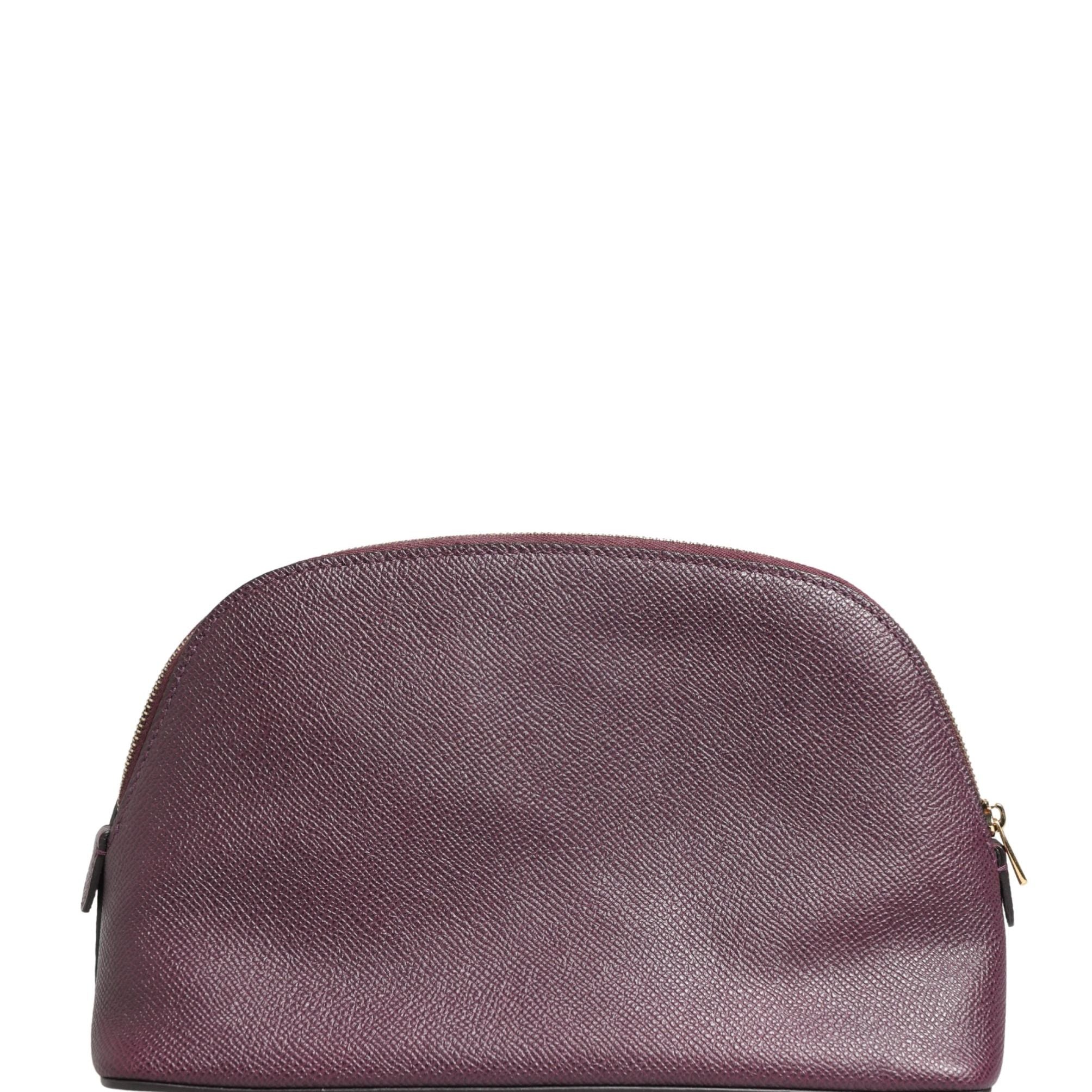Dolce & Gabbana Dark Purple Leather DG Logo Zip Around Hand Purse Wallet