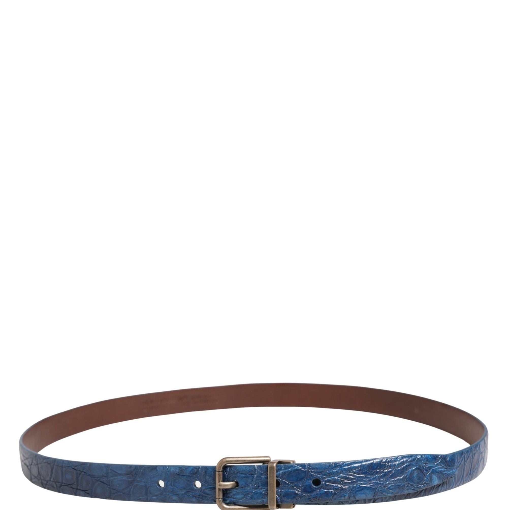 Dolce & Gabbana Navy Blue Leather Gold Tone Metal Buckle Belt