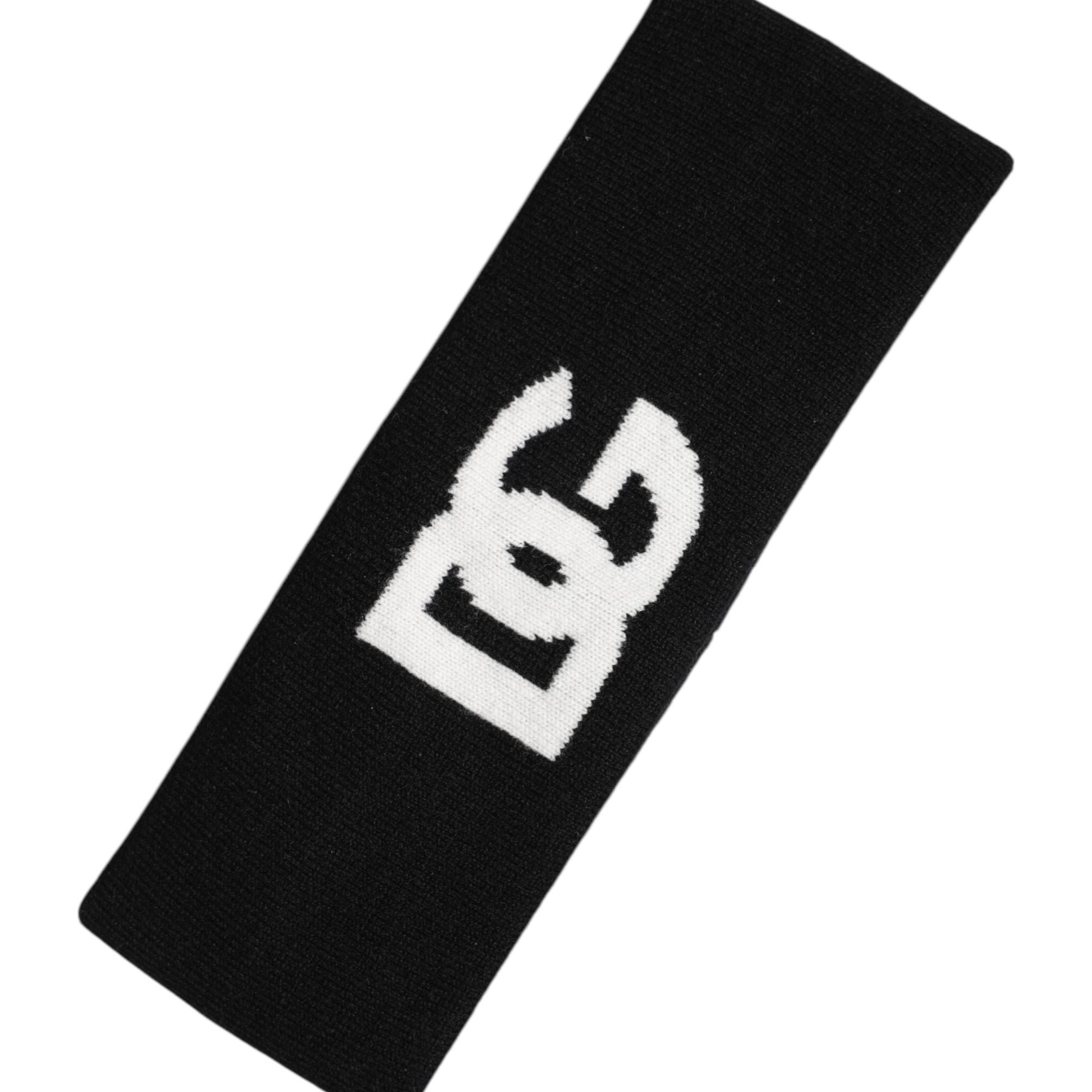 Dolce & Gabbana Men Black White Cashmere Logo Head Band Hat