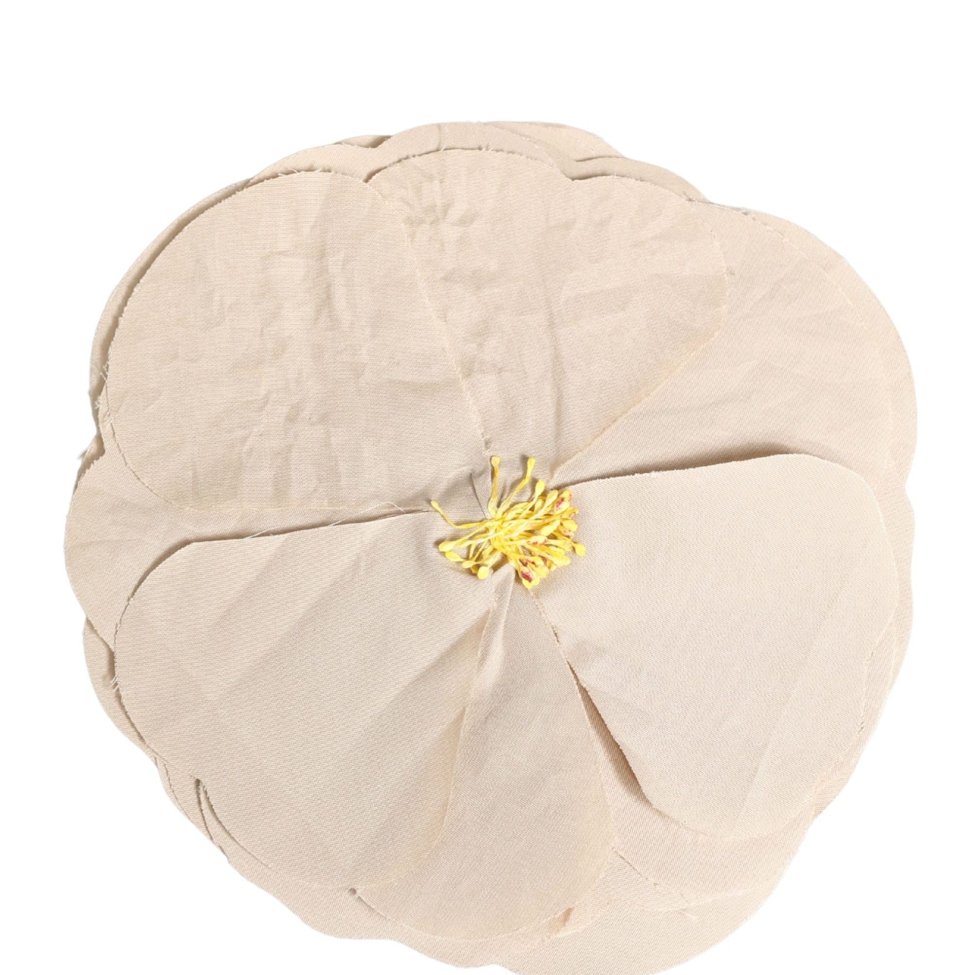 Dolce & Gabbana Beige Floral Motif Silk Blend Poplin Fabric Pin  Brooch