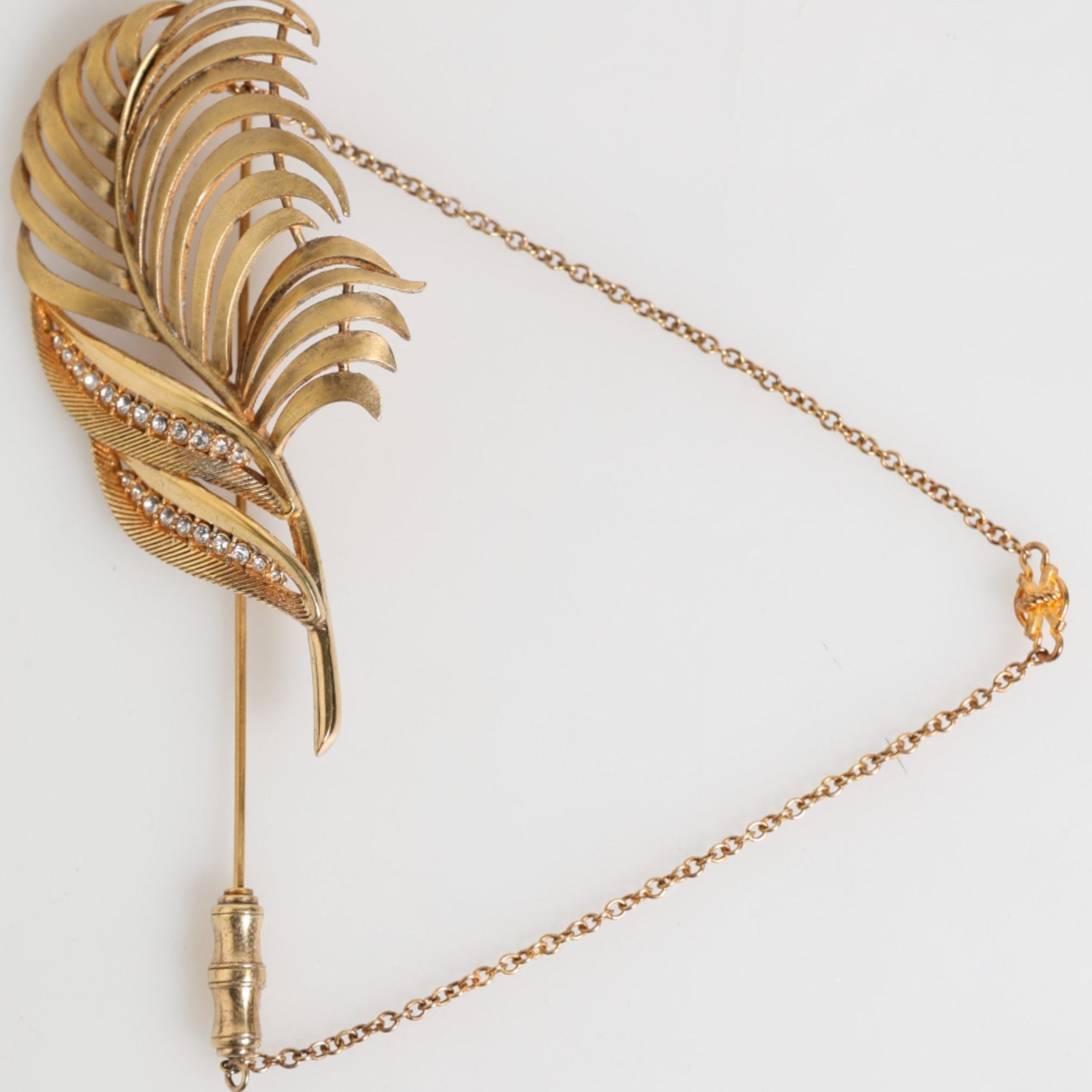 Dolce & Gabbana Gold Sterling Silver925 Leaf Embellished Lapel Pin Brooch