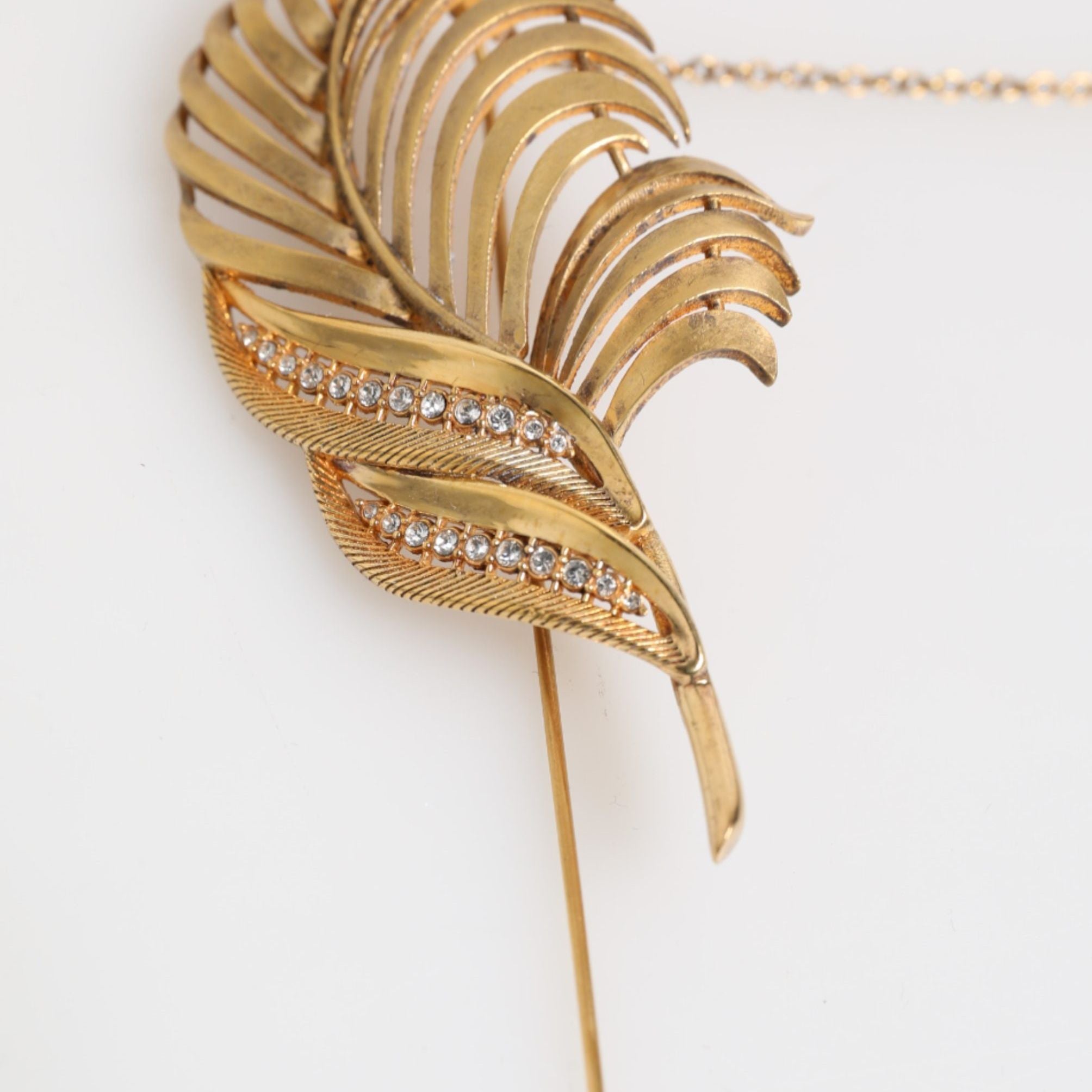 Dolce & Gabbana Gold Sterling Silver925 Leaf Embellished Lapel Pin Brooch