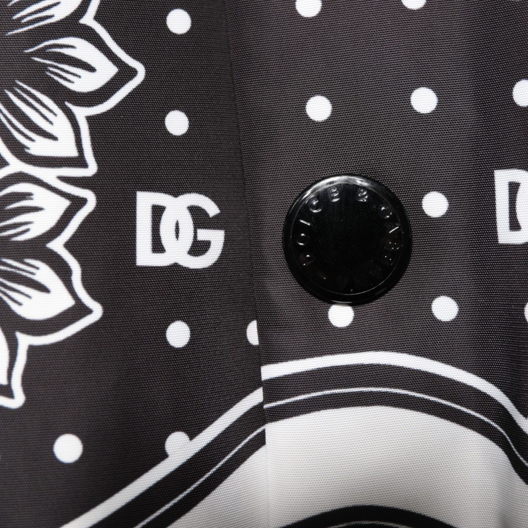 Dolce & Gabbana Black White BandanaPrint Men Bomber  Jacket