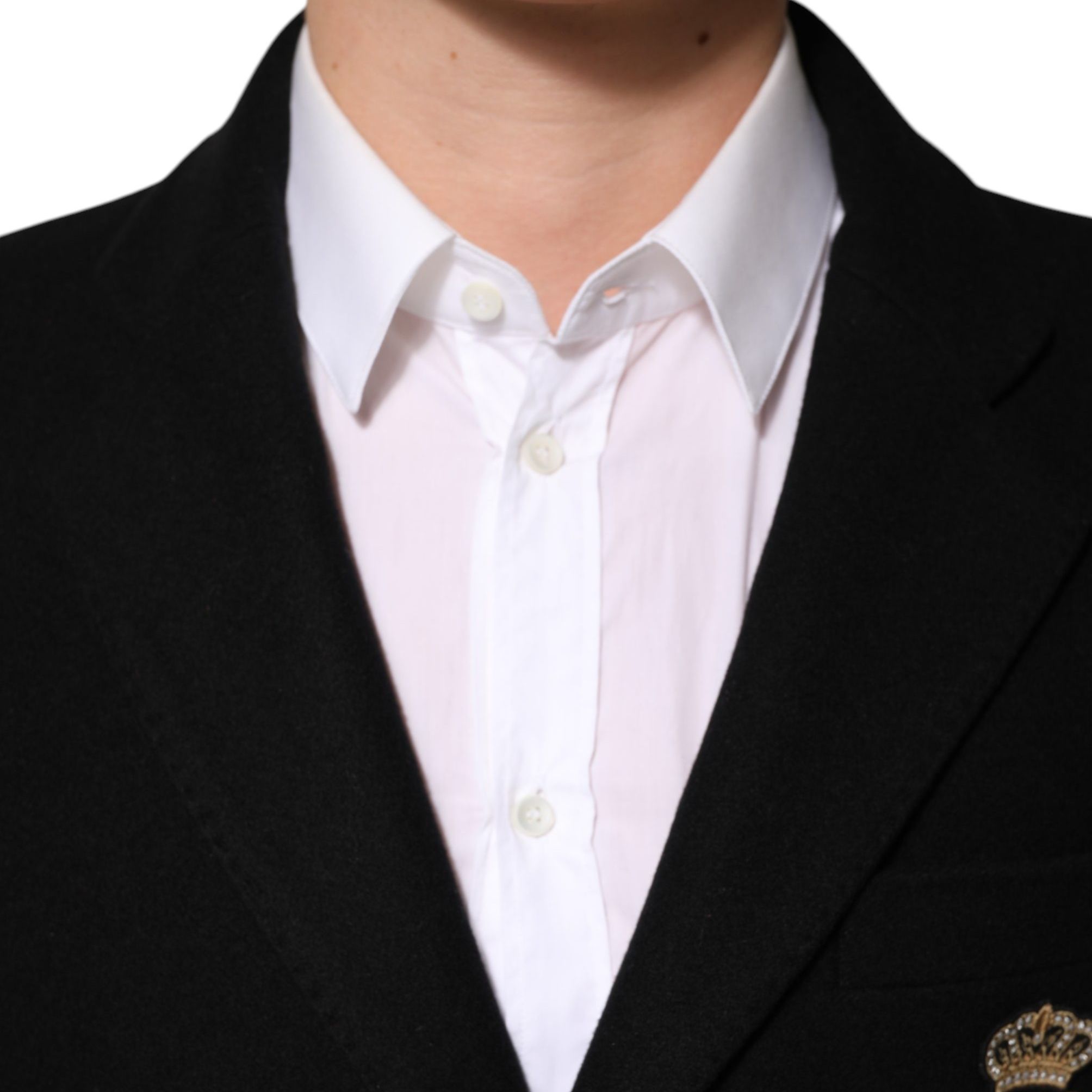Dolce & Gabbana Black Heraldic Patch Single Breasted Blazer Jacket