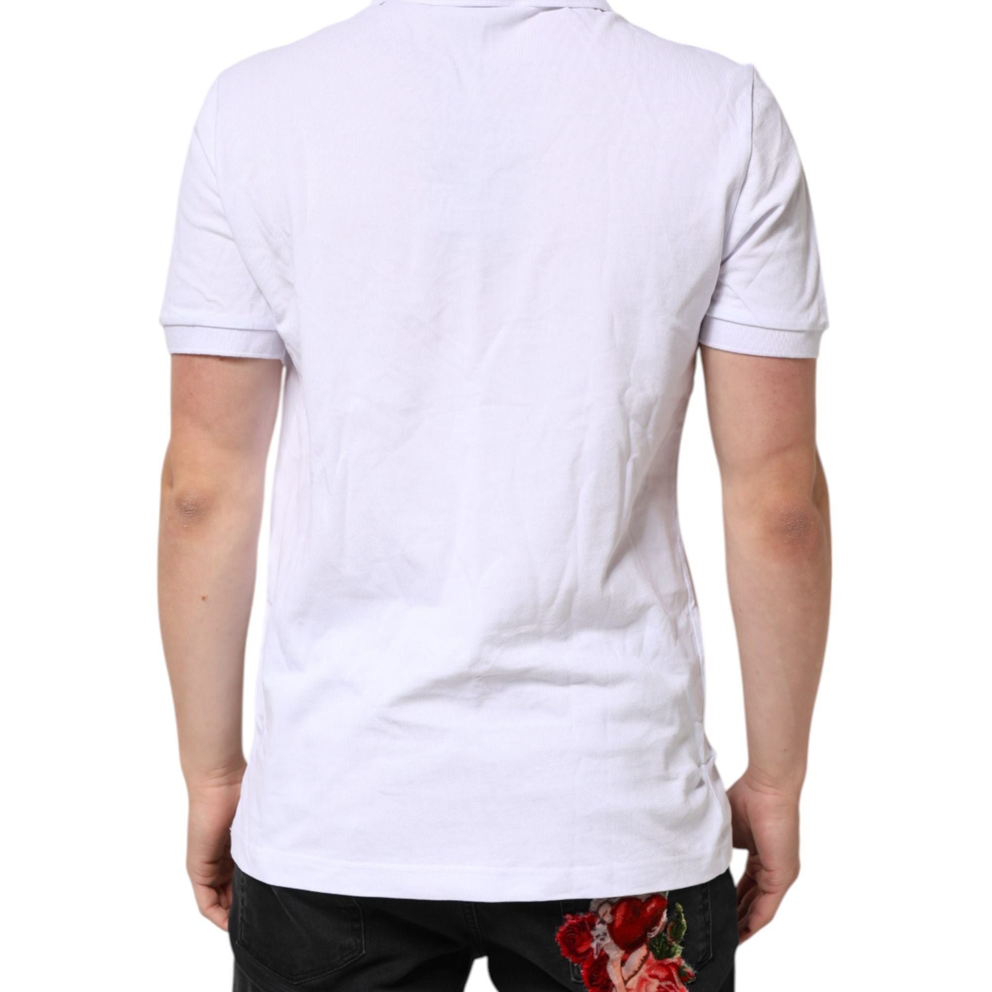 Dolce & Gabbana White Cotton DG Logo Heart Men Polo  T-shirt