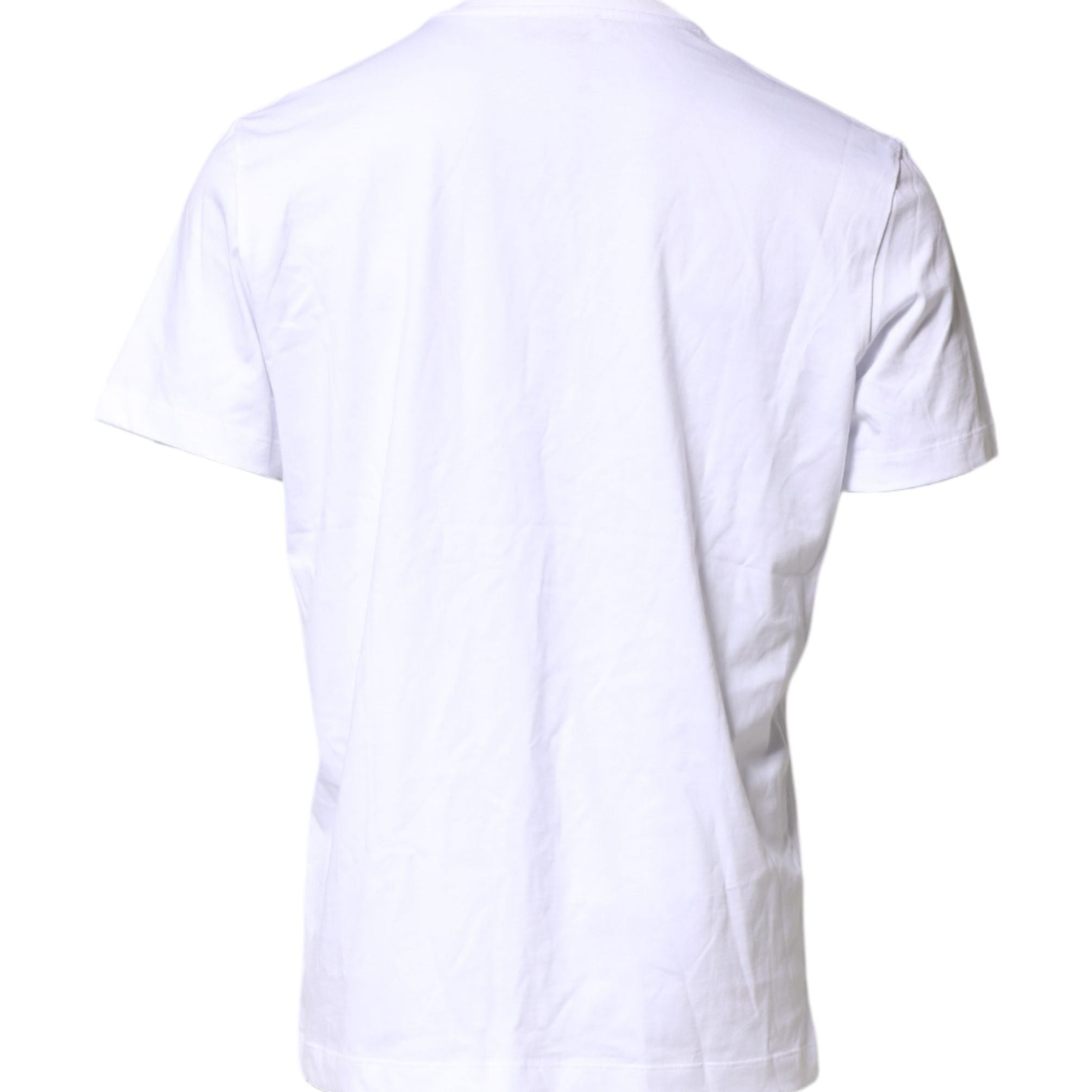 Dolce & Gabbana White Cotton DG Logo Embroidery Men  T-shirt
