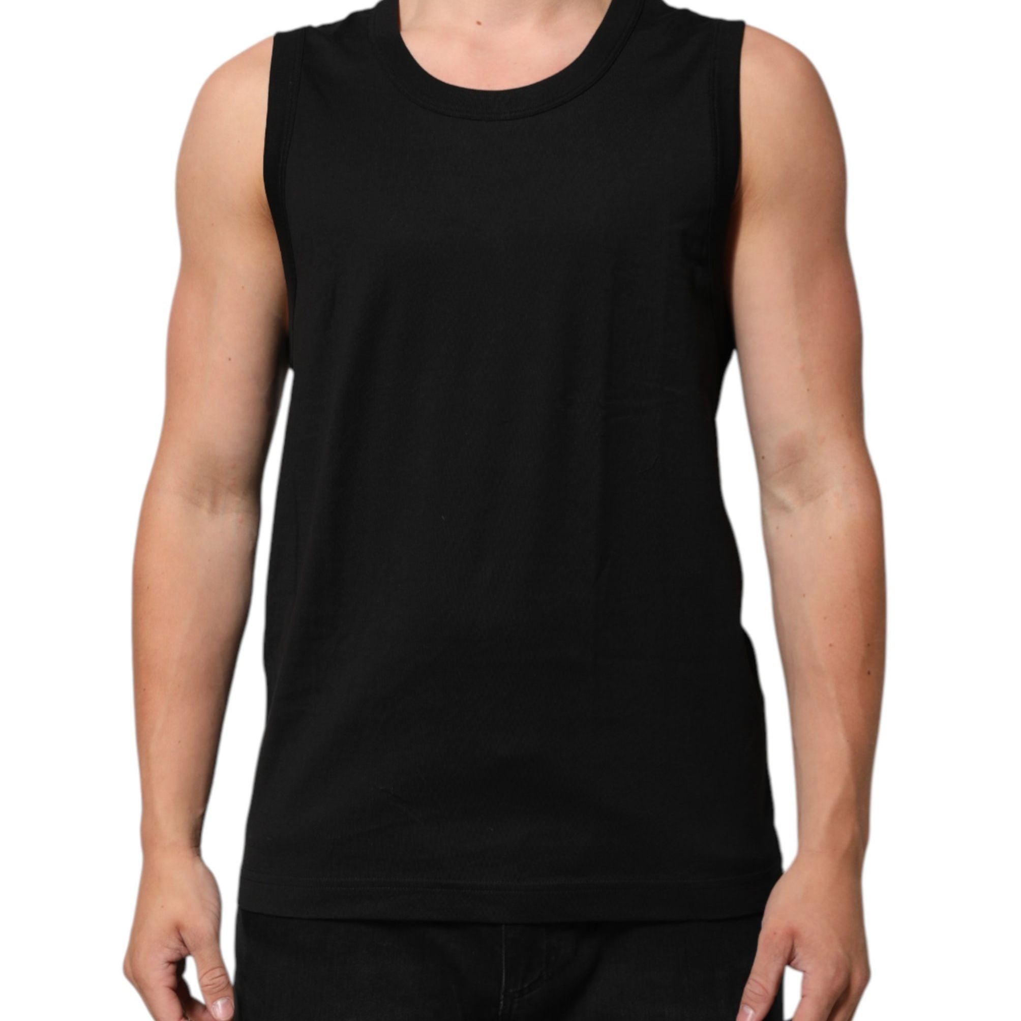 Dolce & Gabbana Black Cotton Sleeveless Men Tank Top T-shirt