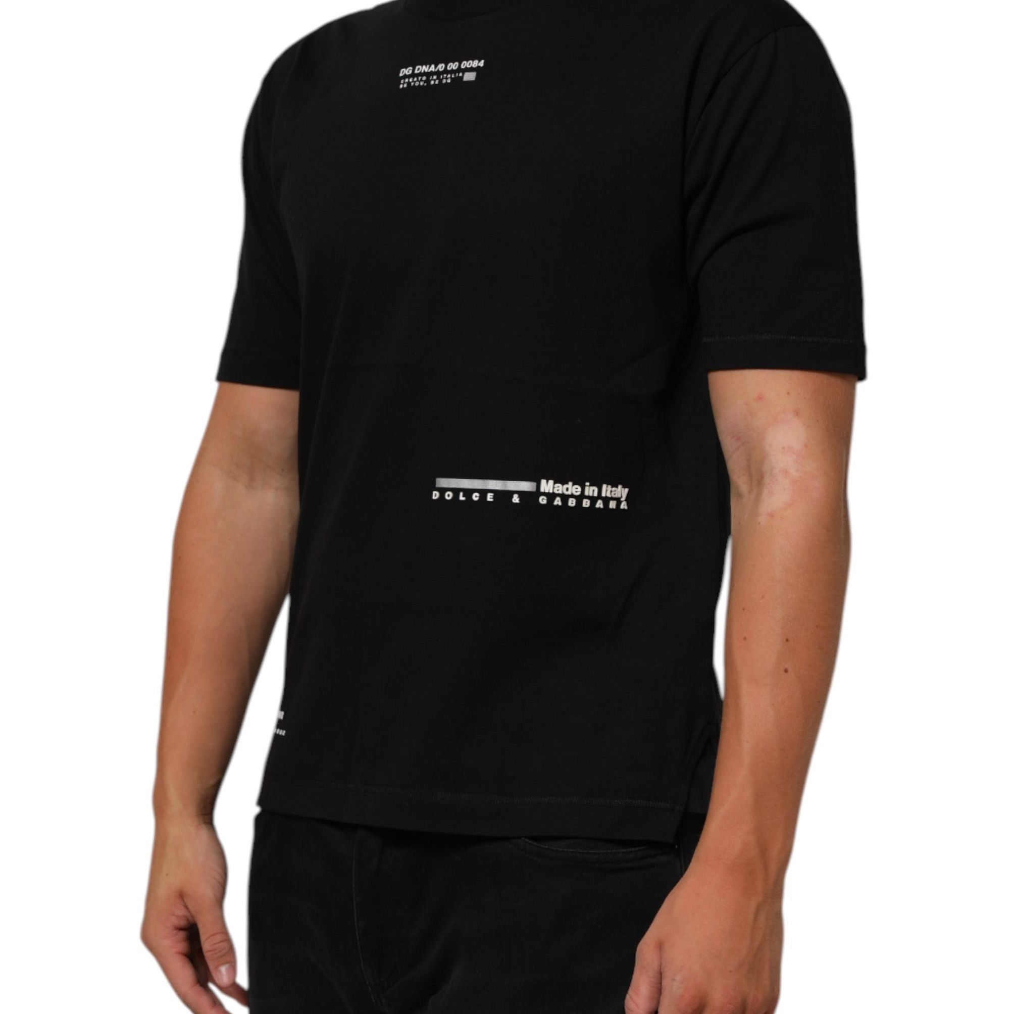 Dolce & Gabbana Black Statement Cotton Crew Neck Men T-shirt