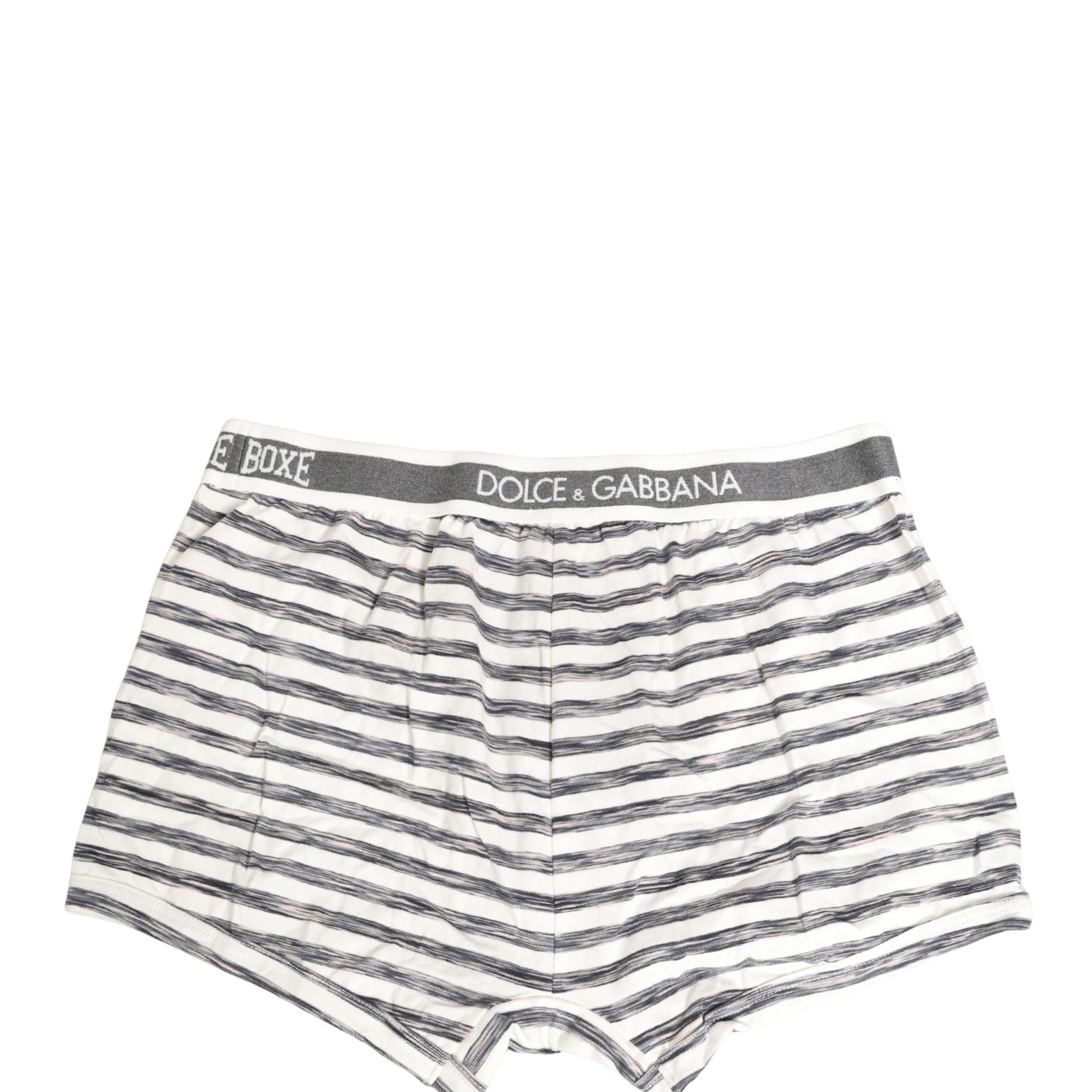 Dolce & Gabbana Gray White Stripes Men Regular Boxer Underwear
