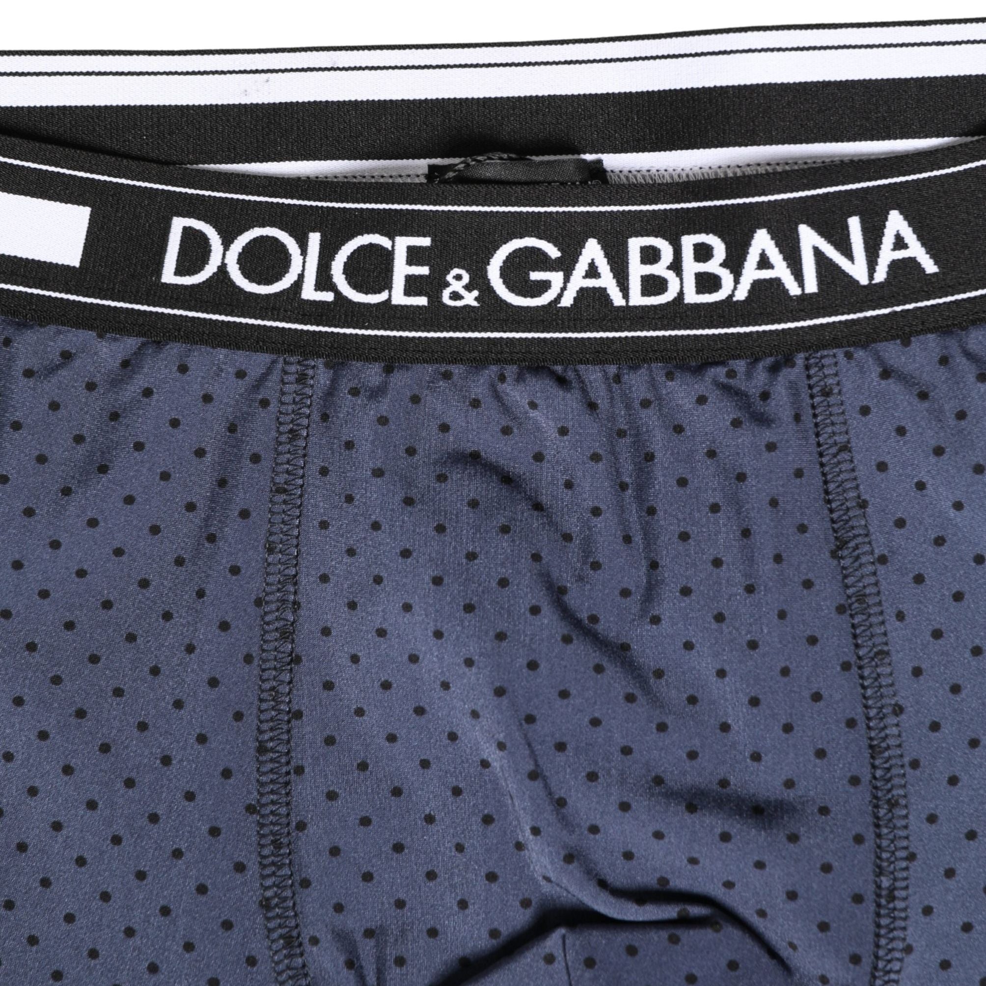Dolce & Gabbana Dark Blue Polka Dots Men Bike Shorts Underwear