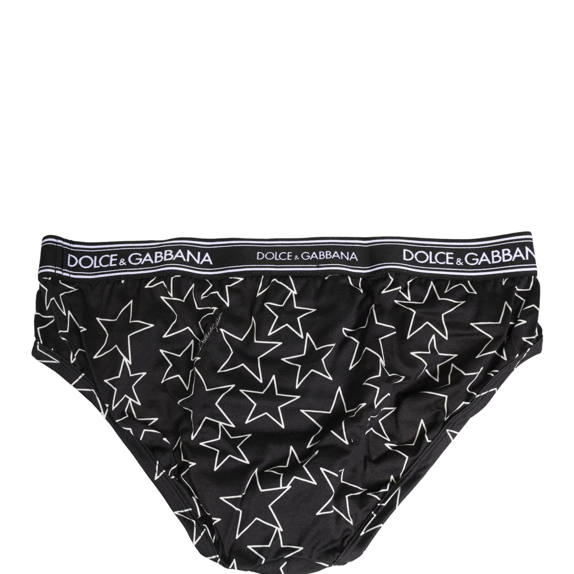 Dolce & Gabbana Black Stars Print Cotton Midi Brief Underwear