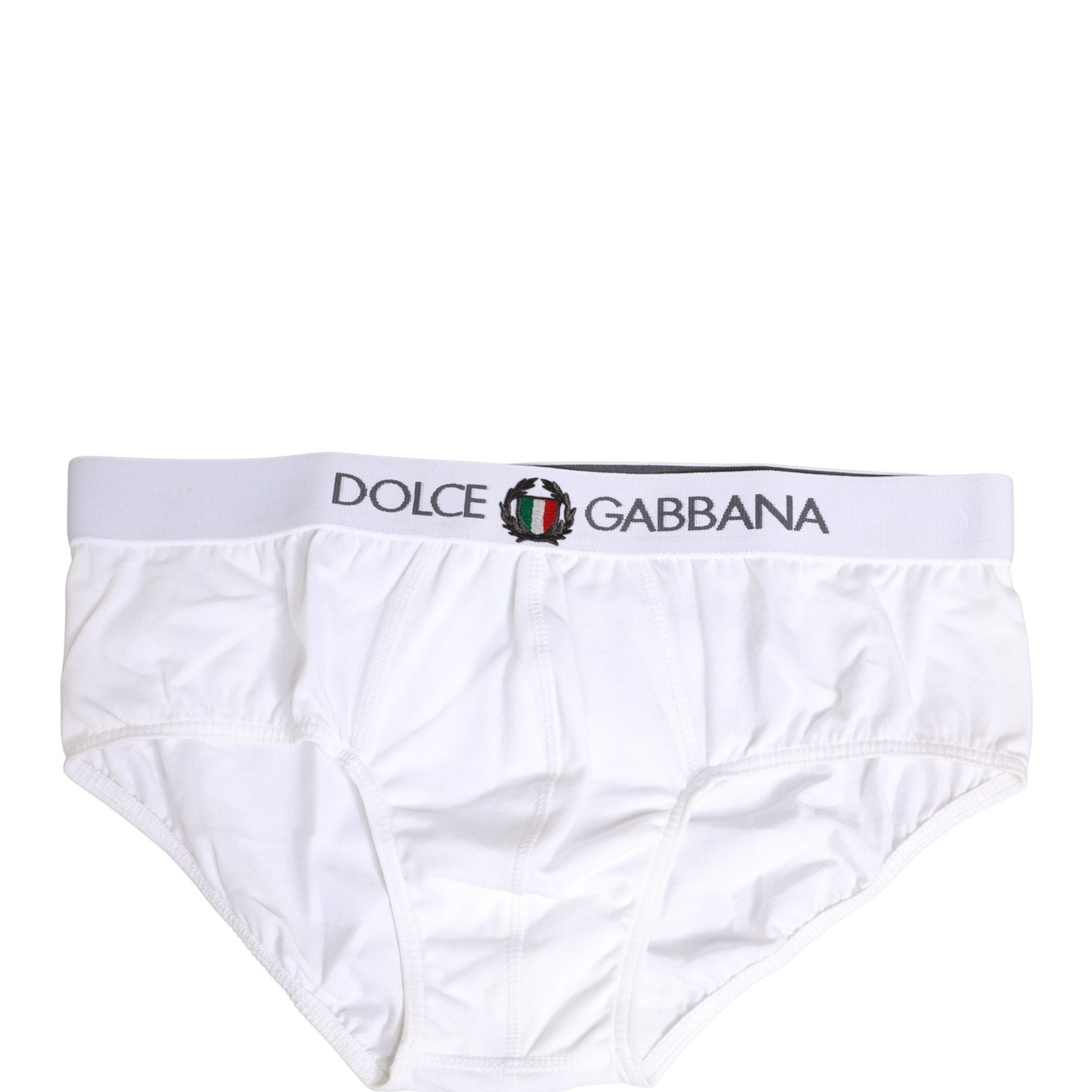 Dolce & Gabbana White Logo Waistband Cotton Men Briefs Underwear