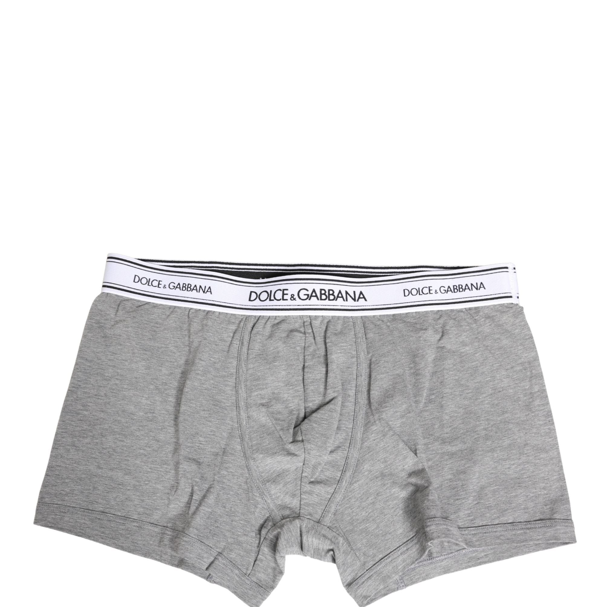 Dolce & Gabbana Gray Logo Waistband Cotton Men Boxer Underwear