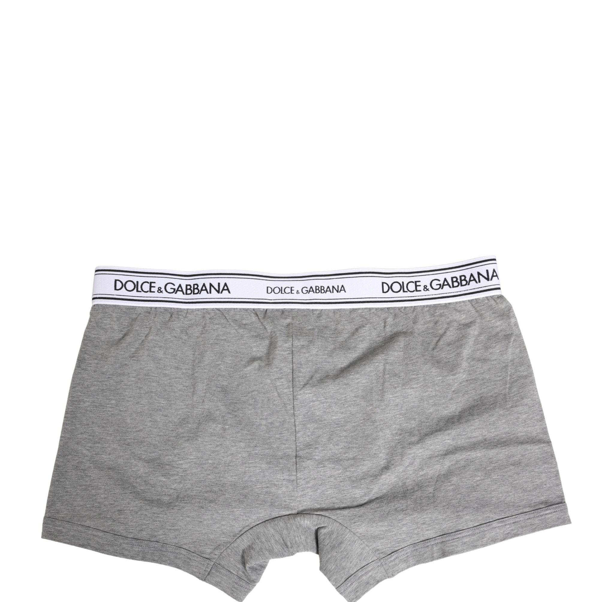 Dolce & Gabbana Gray Logo Waistband Cotton Men Boxer Underwear