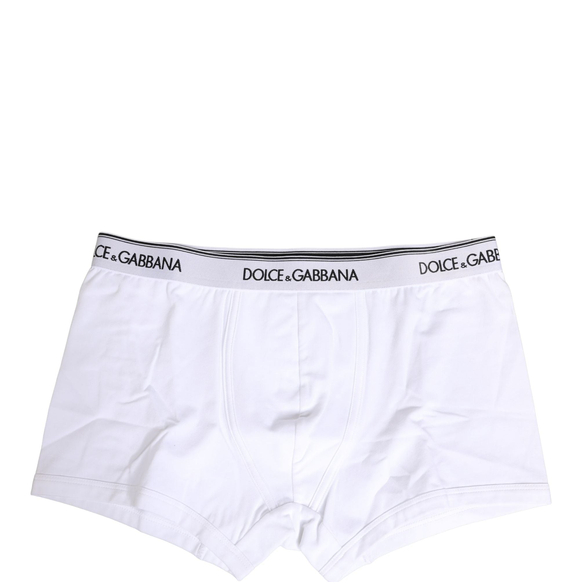 Dolce & Gabbana White Logo Waistband Cotton Boxer Underwear