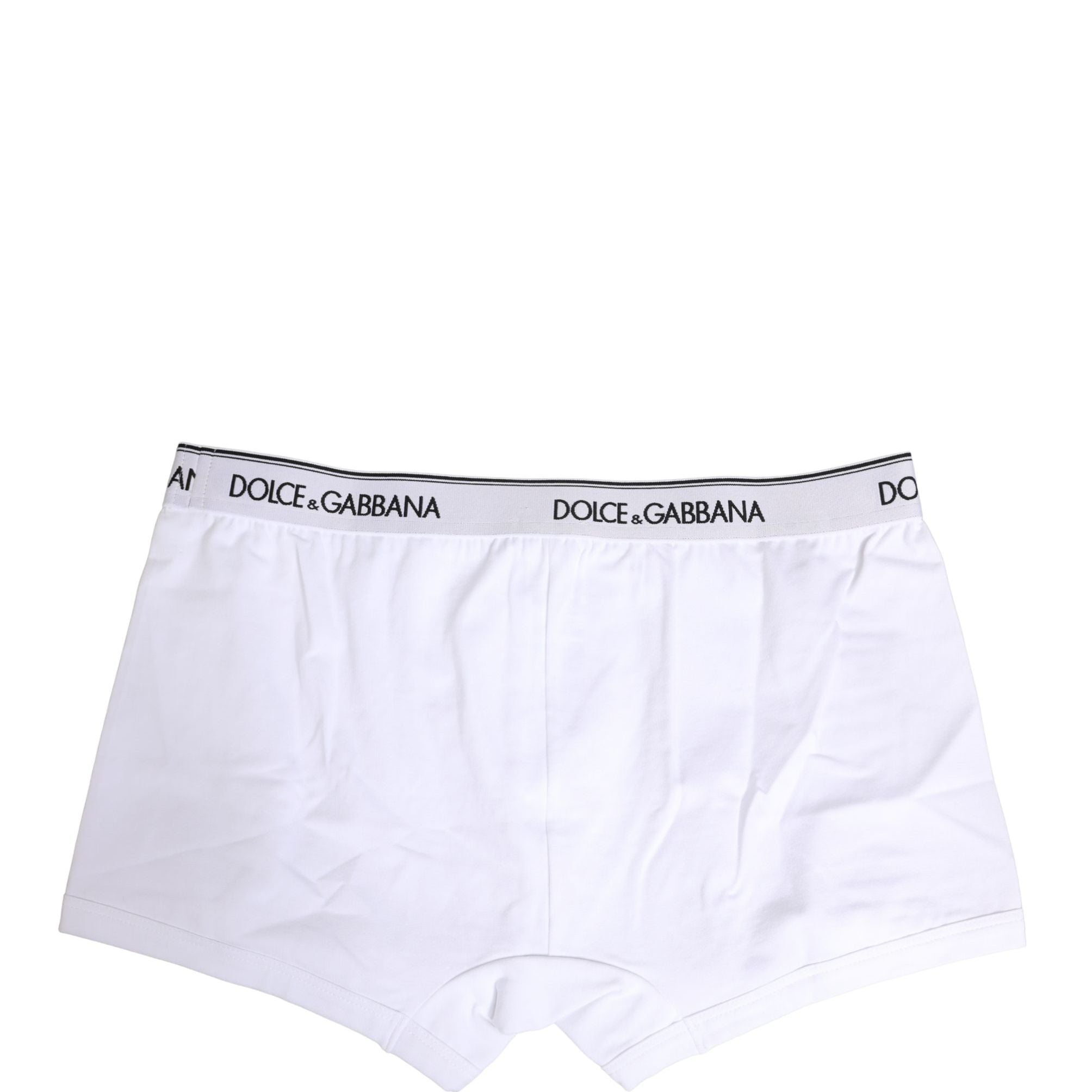 Dolce & Gabbana White Logo Waistband Cotton Boxer Underwear