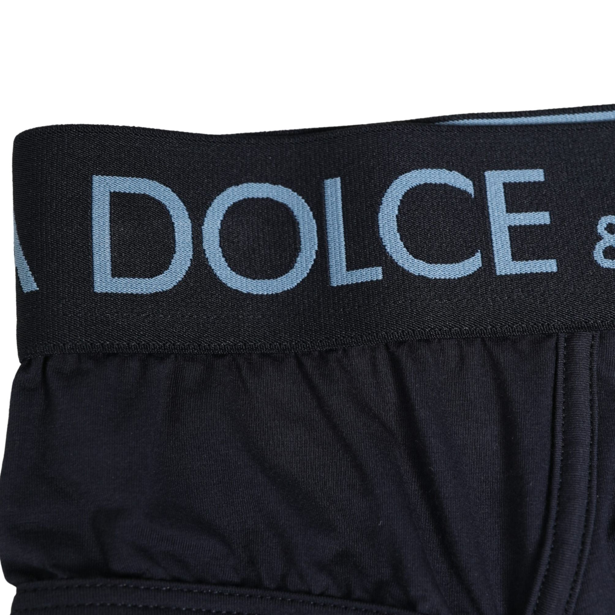 Dolce & Gabbana Dark Blue Logo Waistband Men Briefs Underwear