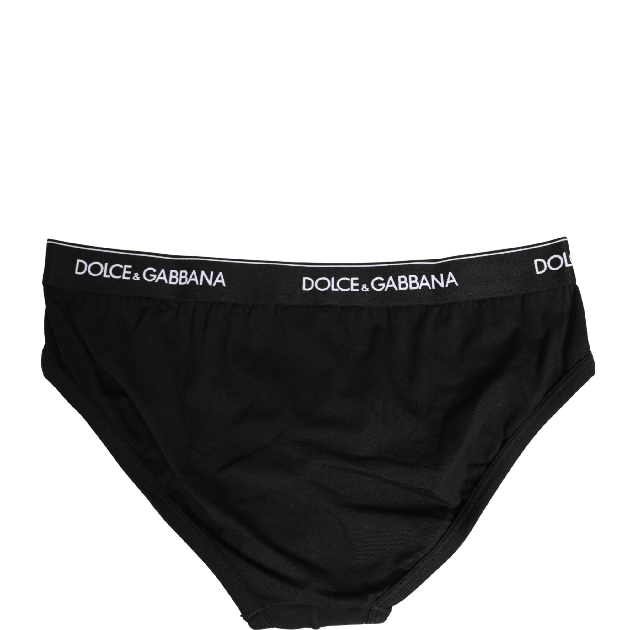 Dolce & Gabbana Black Cotton Logo Waistband Briefs Underwear