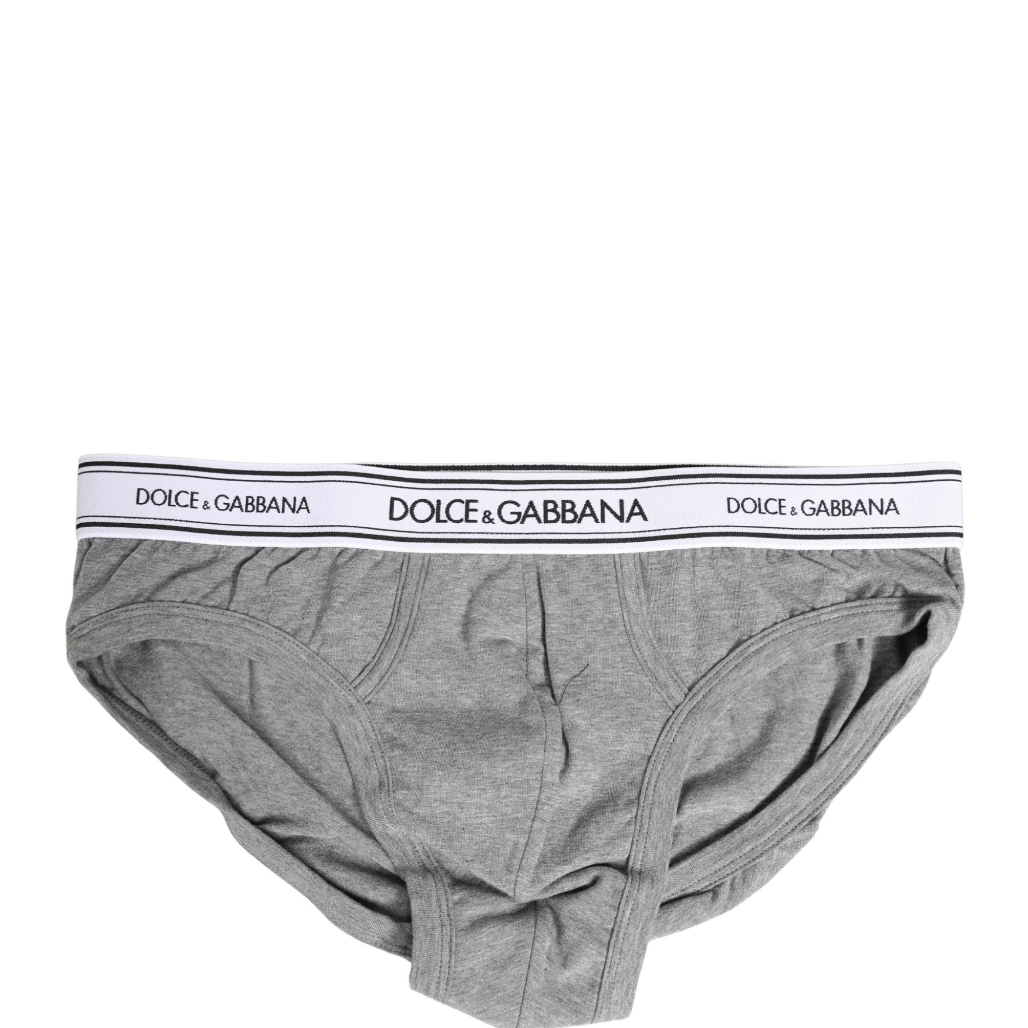 Dolce & Gabbana Gray Logo Waistband Men Midi Brief Underwear