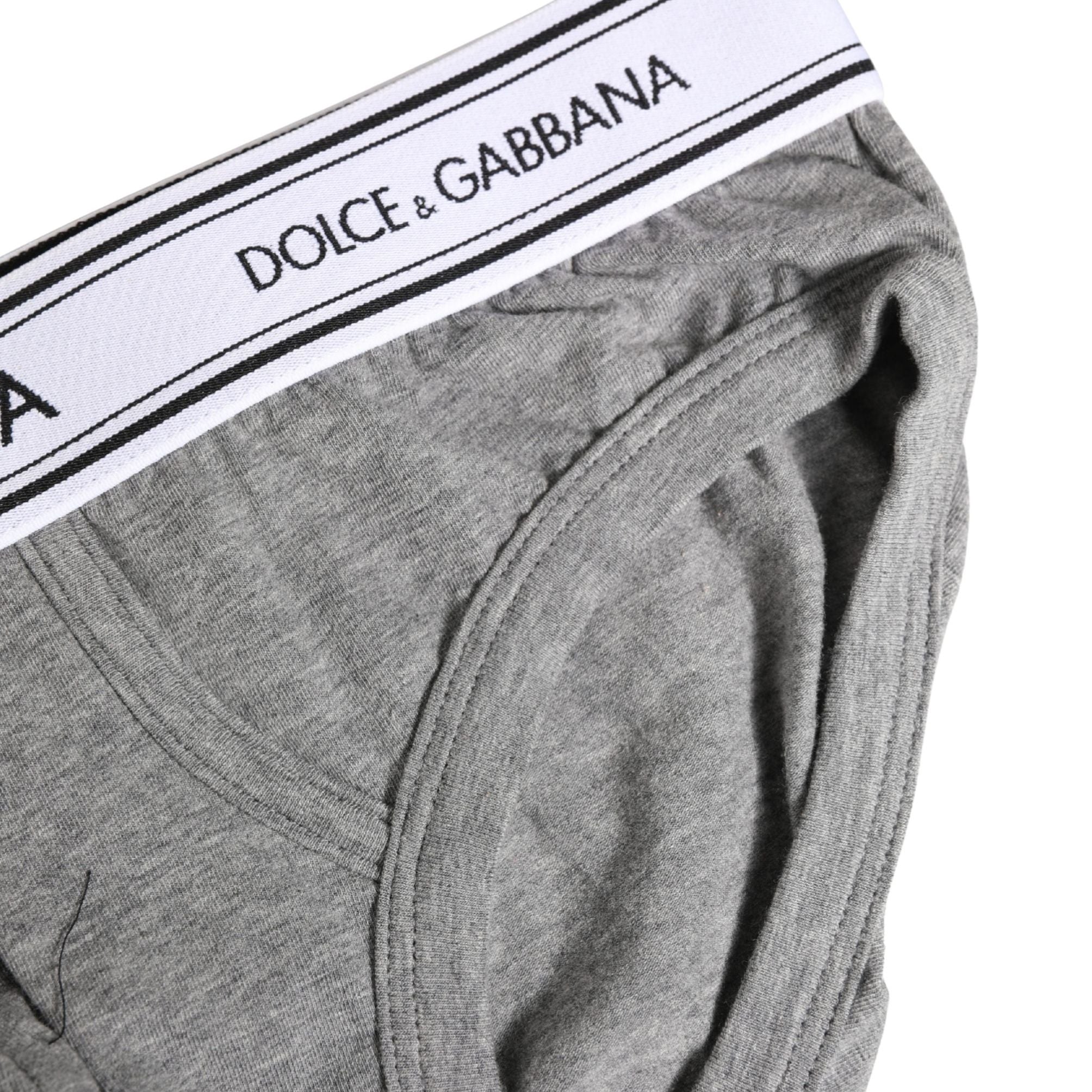 Dolce & Gabbana Gray Logo Waistband Men Midi Brief Underwear
